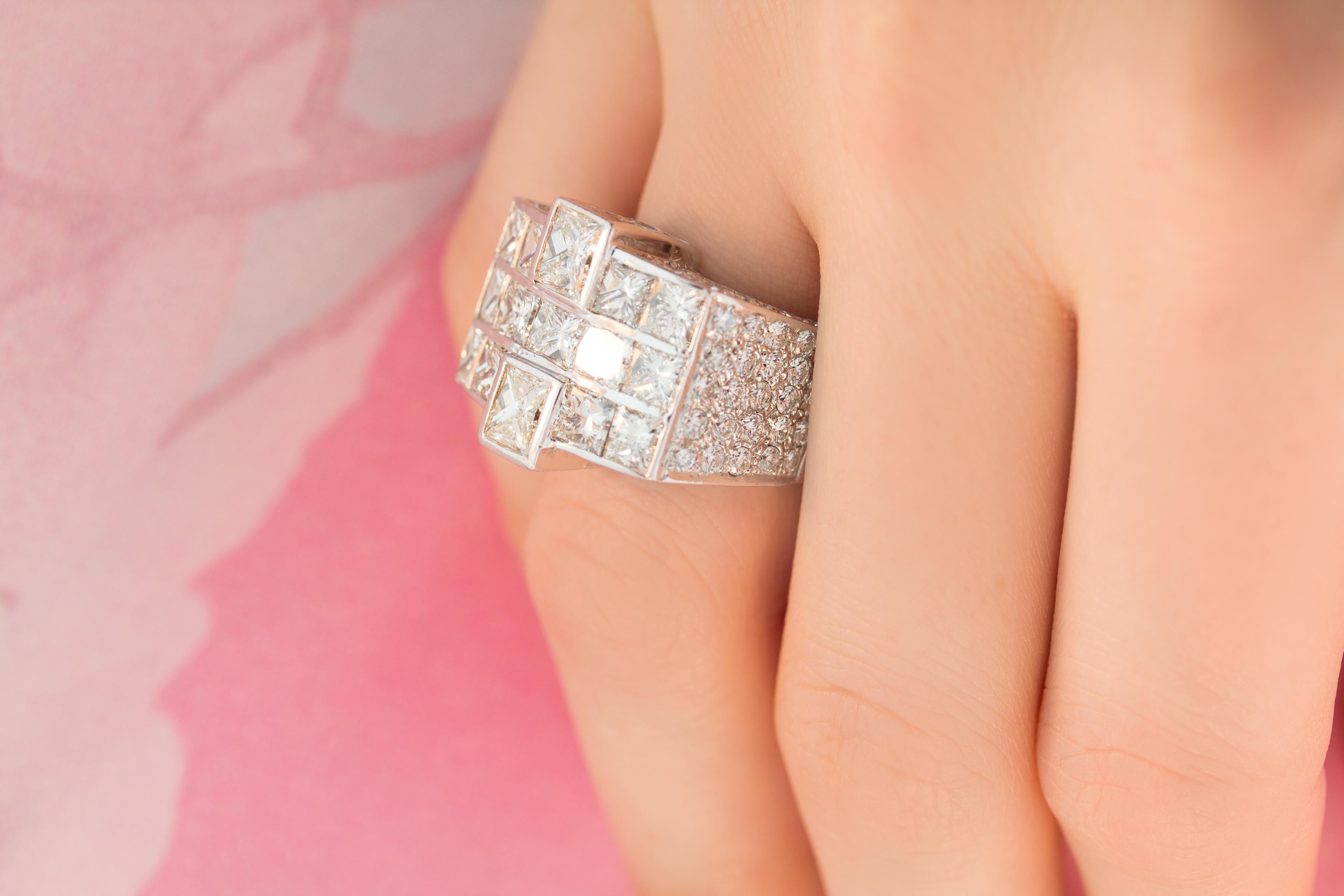 Ella Gafter Princess Cut Diamond Cocktail Ring For Sale 1