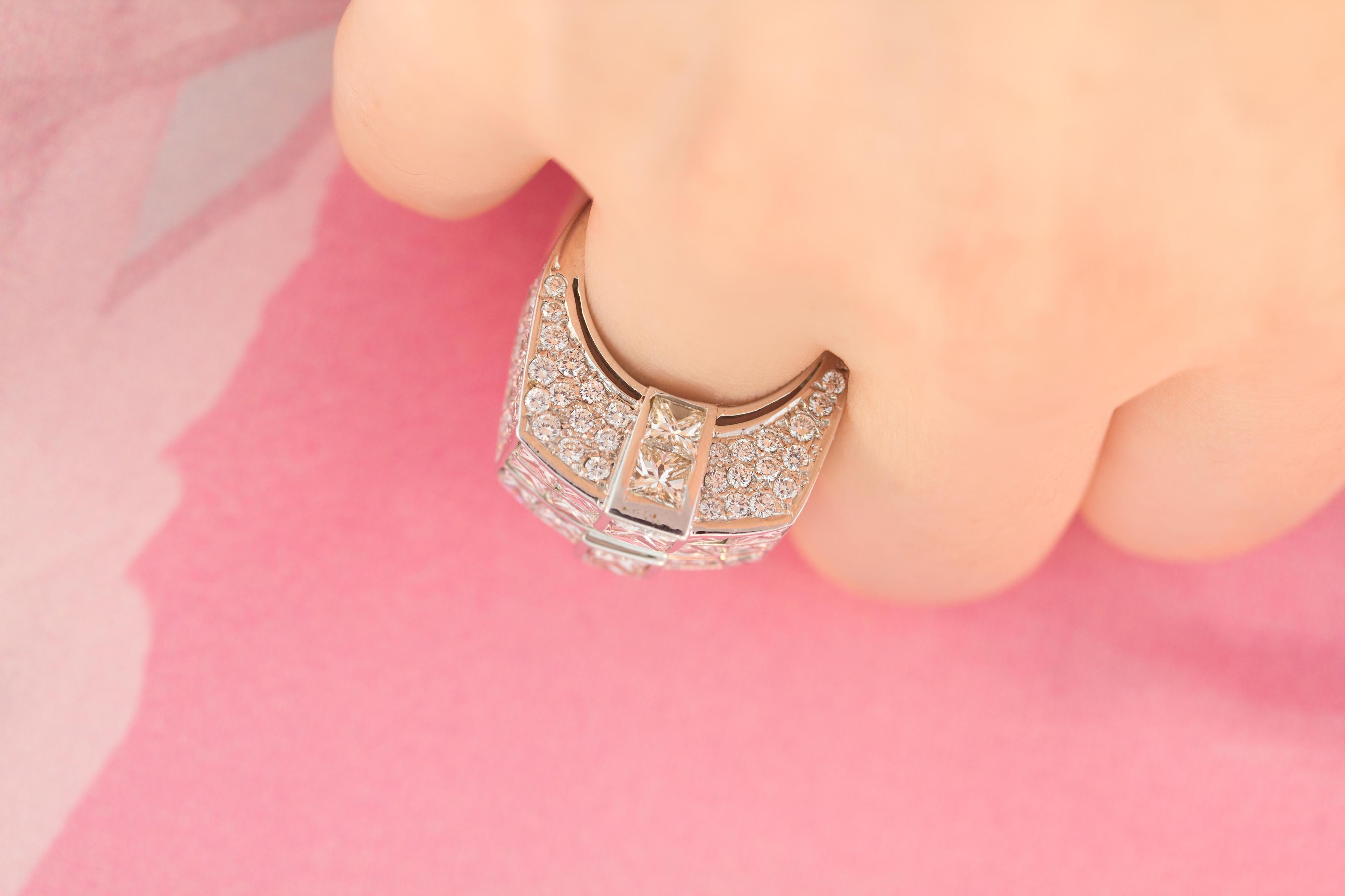 Ella Gafter Princess Cut Diamond Cocktail Ring For Sale 2