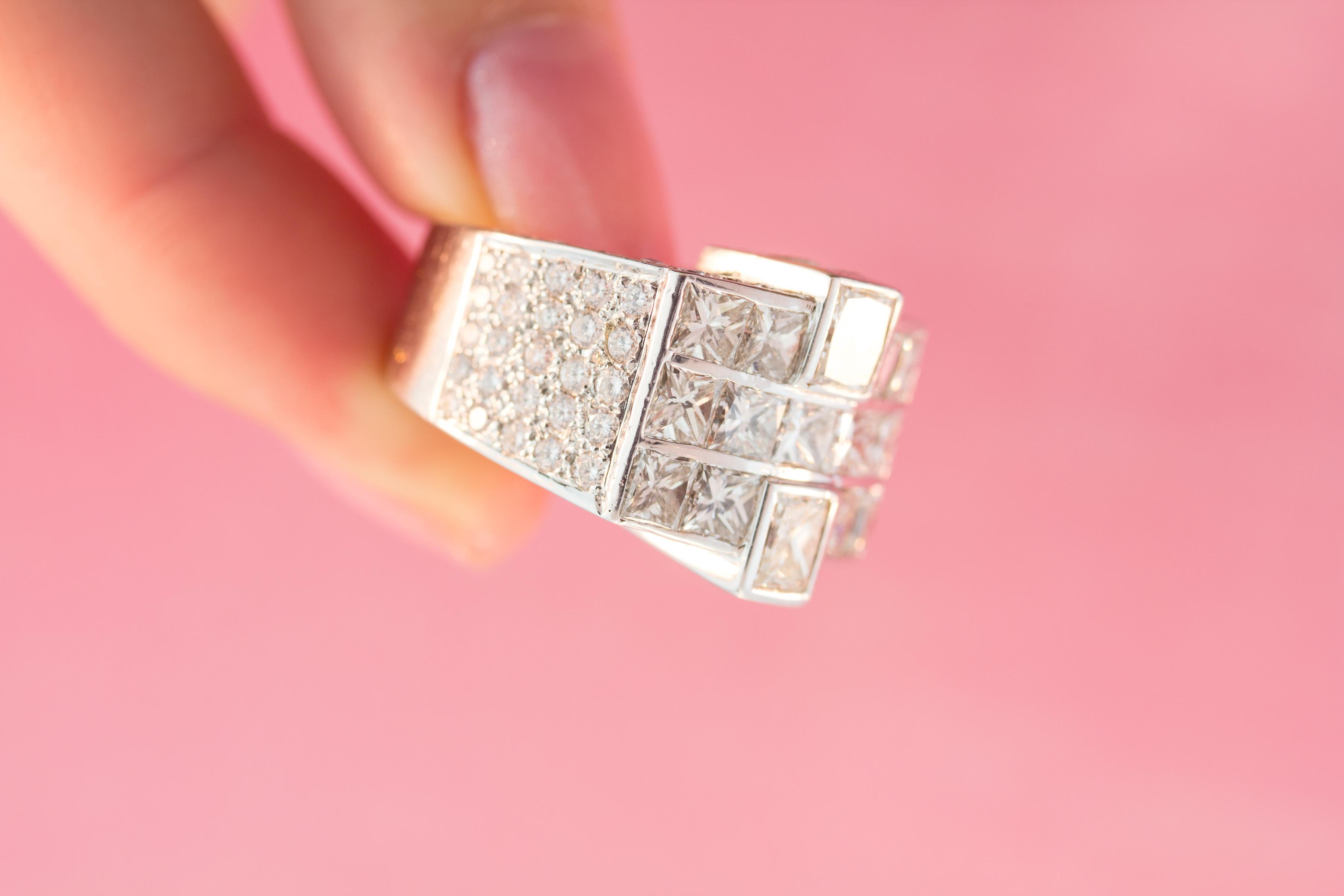 Ella Gafter Princess Cut Diamond Cocktail Ring For Sale 4