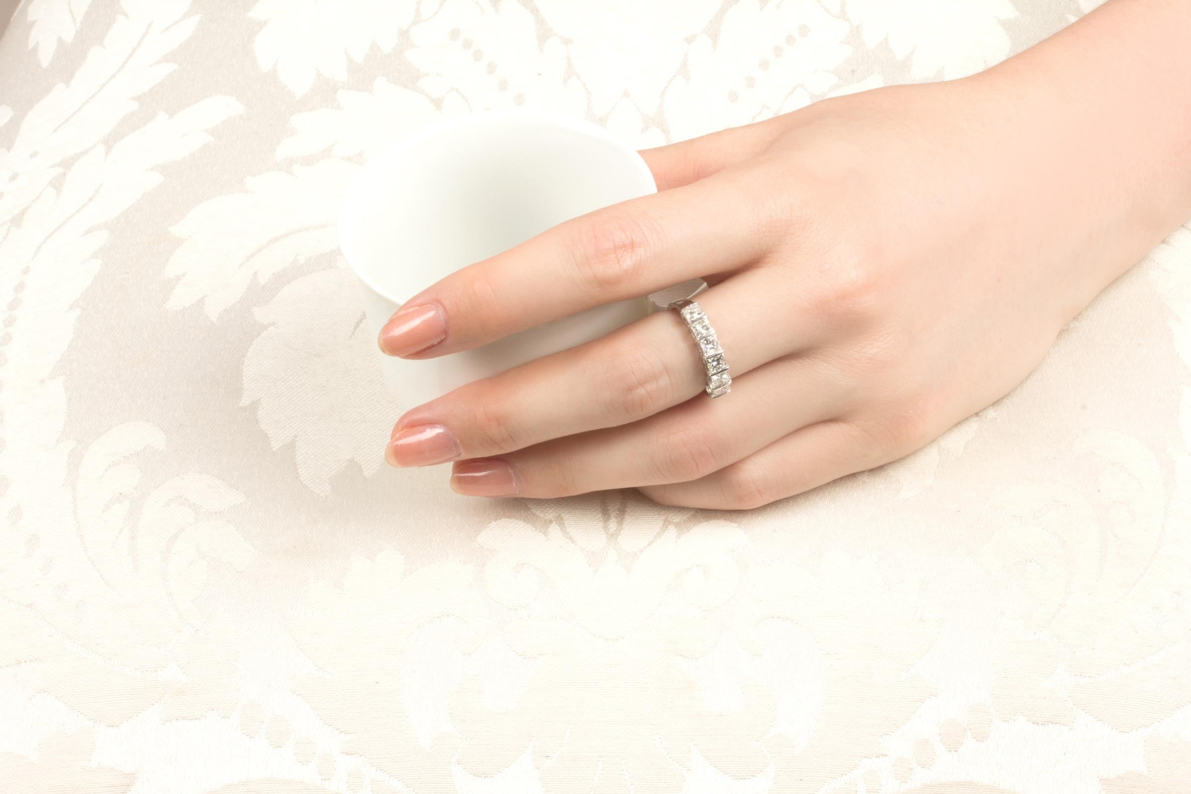 Artist Ella Gafter Princess Cut Diamond White Gold Band Ring For Sale