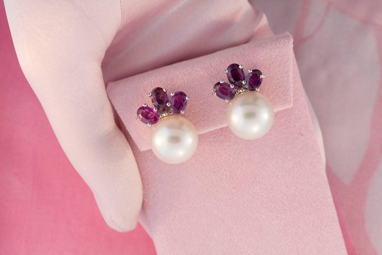 Ella Gafter Purple Shire South Sea Pearl And Diamond Flower Clip Ella Gafter Purple Shire South Sea Pearl And Diamond Flower Clip On Earrings In As