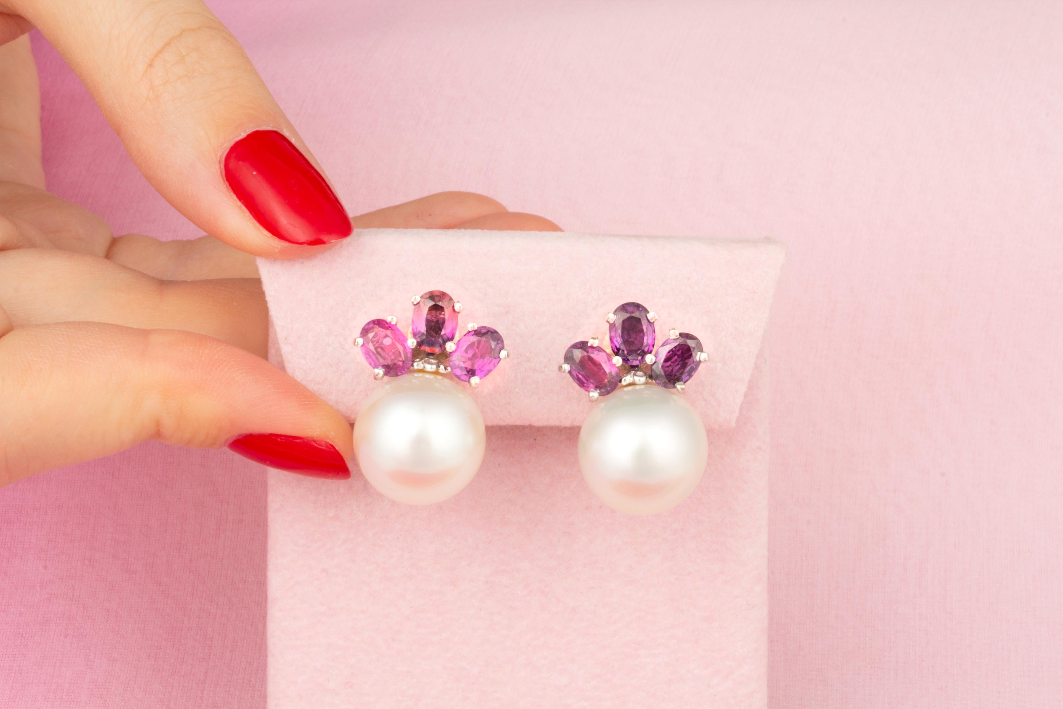 Artiste Ella Gafter Boucles d'oreilles en perles et saphirs lavande en vente