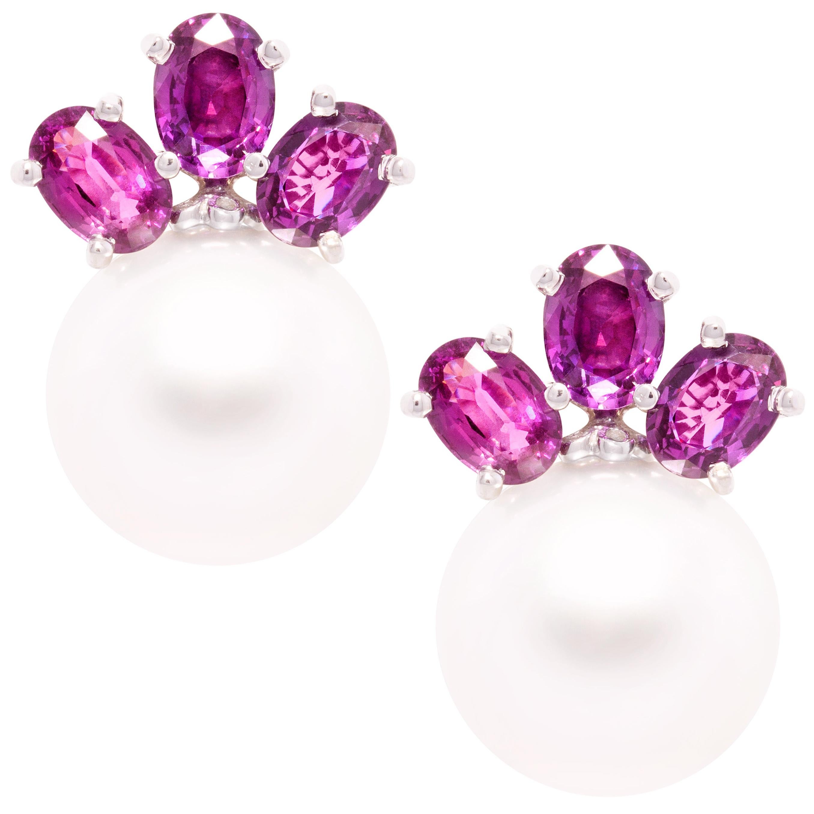 Ella Gafter Lavender Sapphire Pearl Earrings For Sale