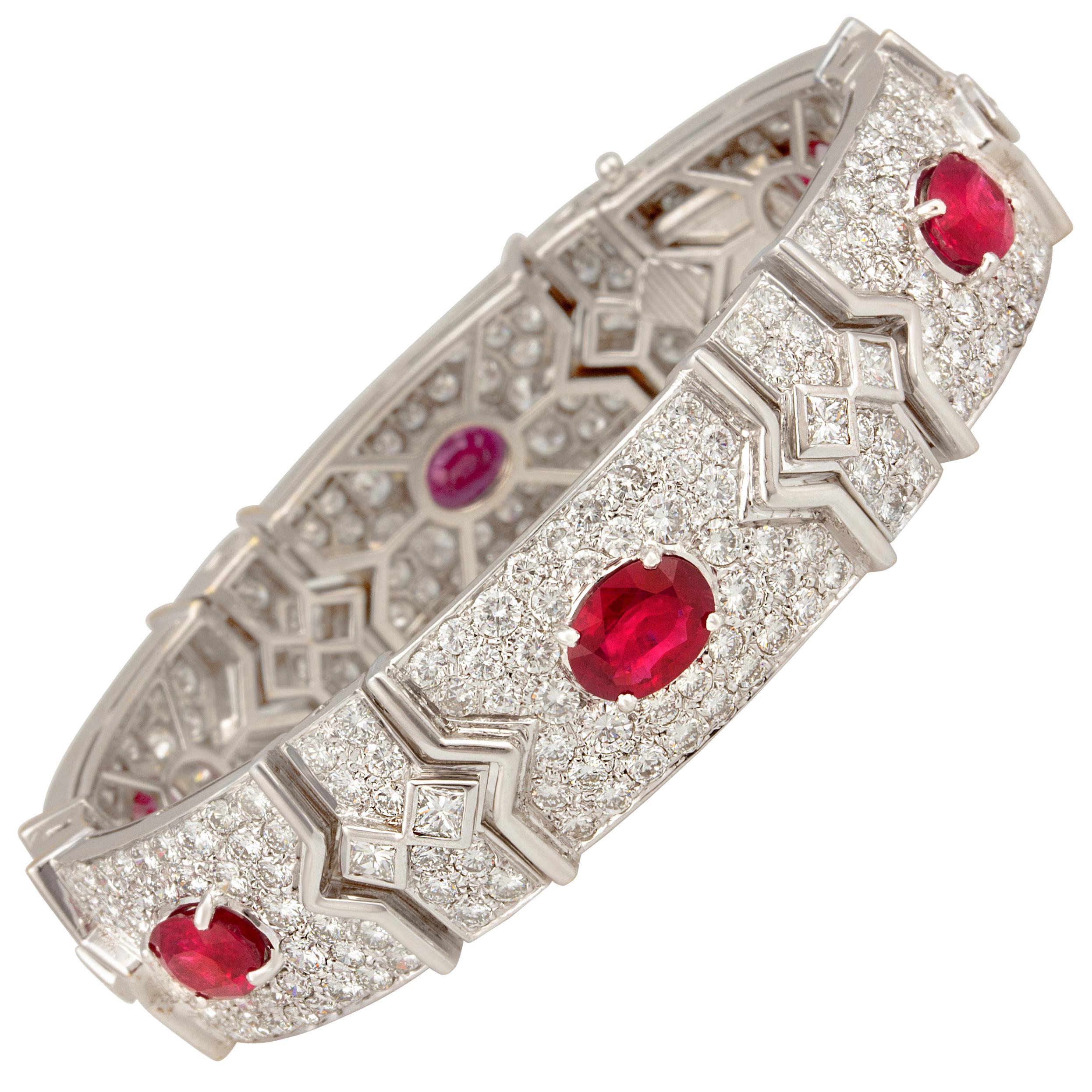 Ella Gafter Oval Ruby Diamond Bracelet For Sale