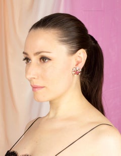 Ruby Diamond Clip-On Earrings en Tremblant Flower Design by Ella Gafter