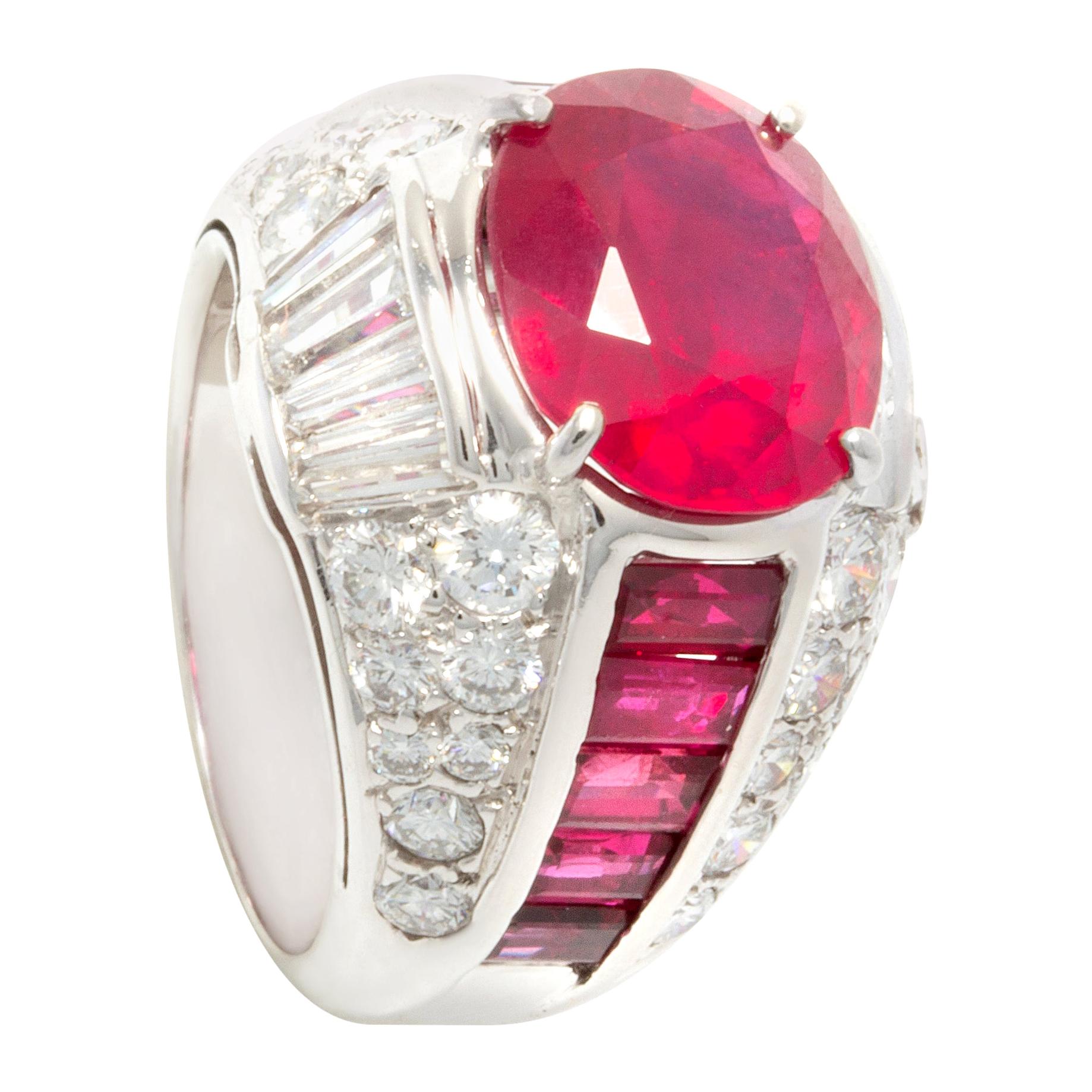 Ella Gafter Ruby and Diamond Cocktail Ring For Sale
