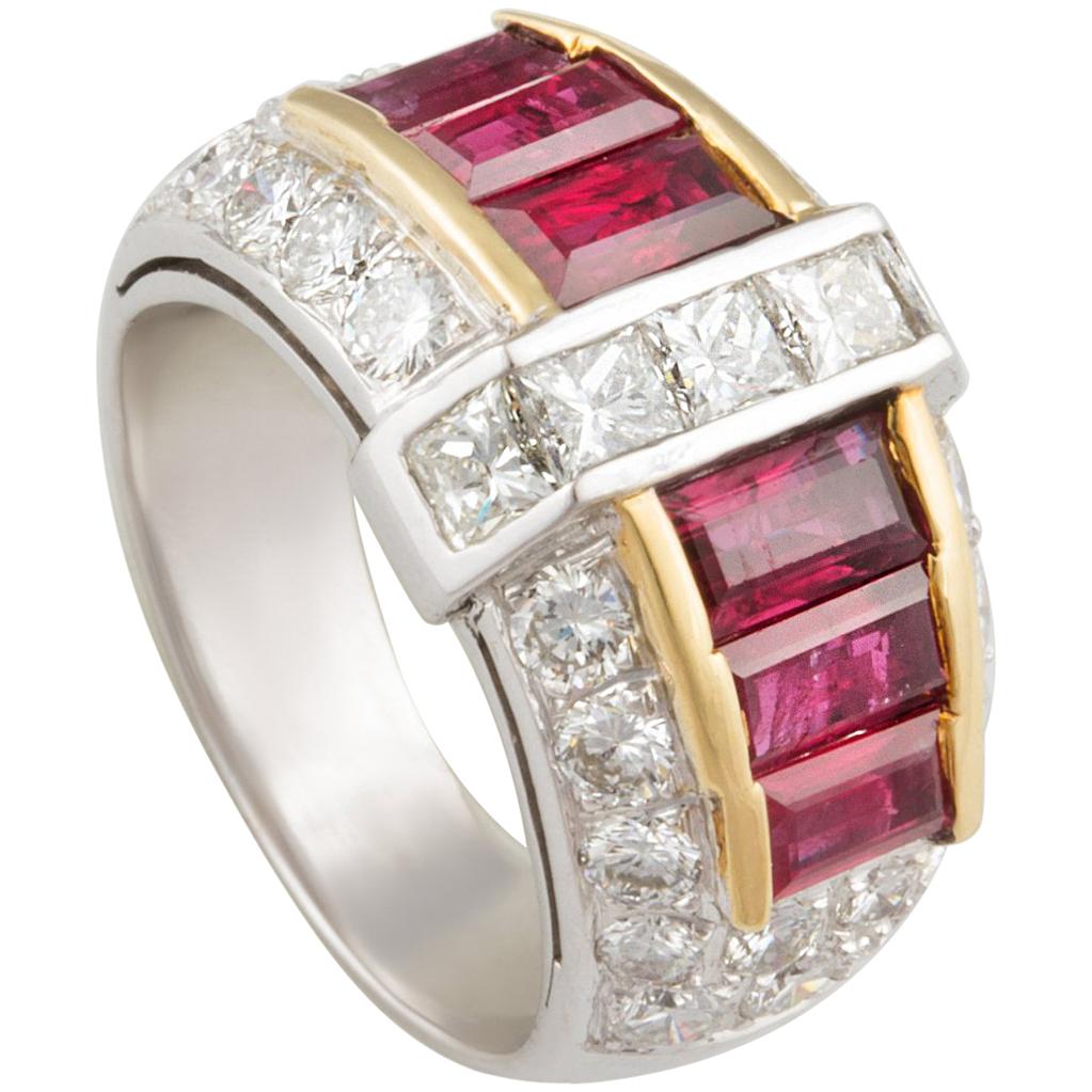 Ruby and Diamond Cocktail Gold Ring Design by Ella Gafter
