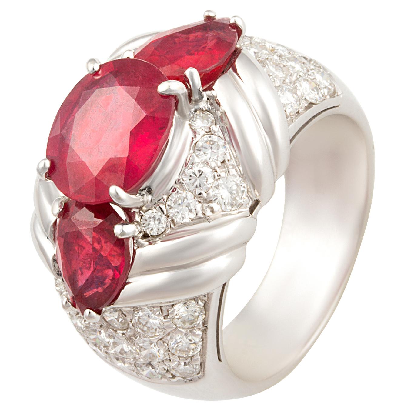 Ella Gafter Ruby Diamond Cocktail Ring For Sale