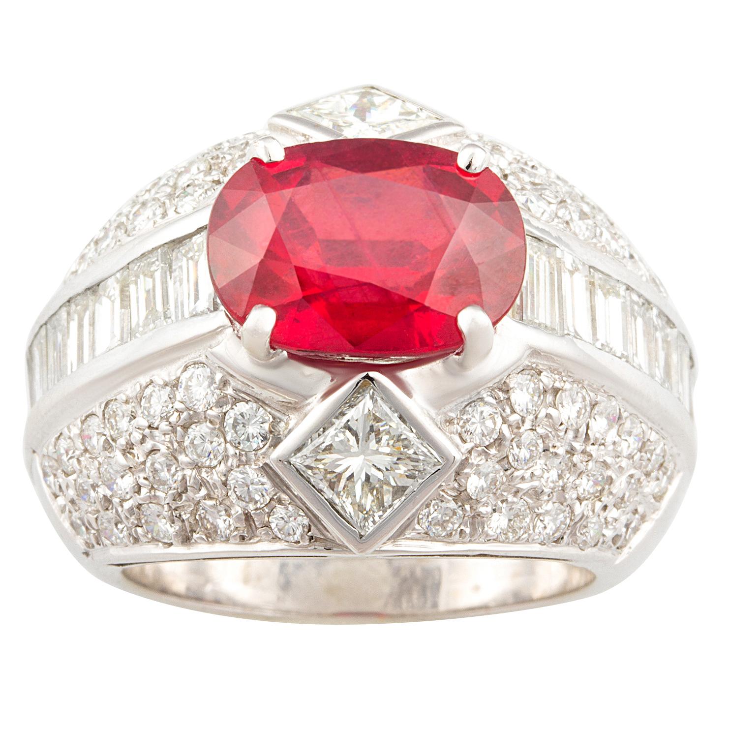 Ella Gafter Ruby Diamond Cocktail Ring For Sale