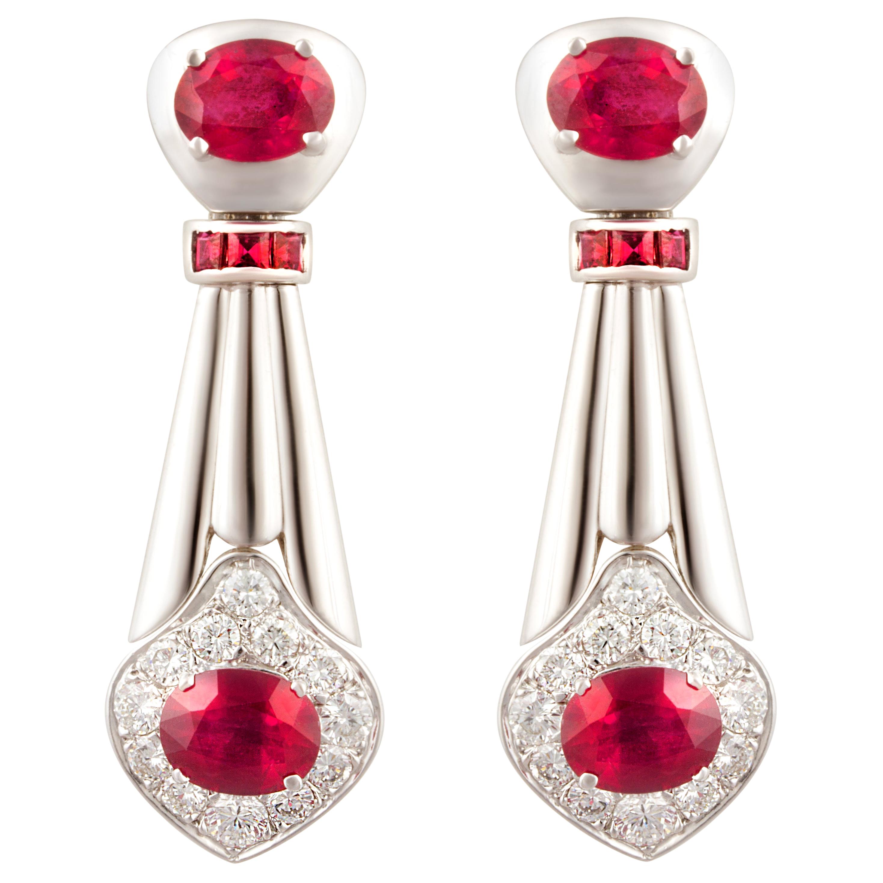 Ella Gafter Ruby Diamond Earrings For Sale