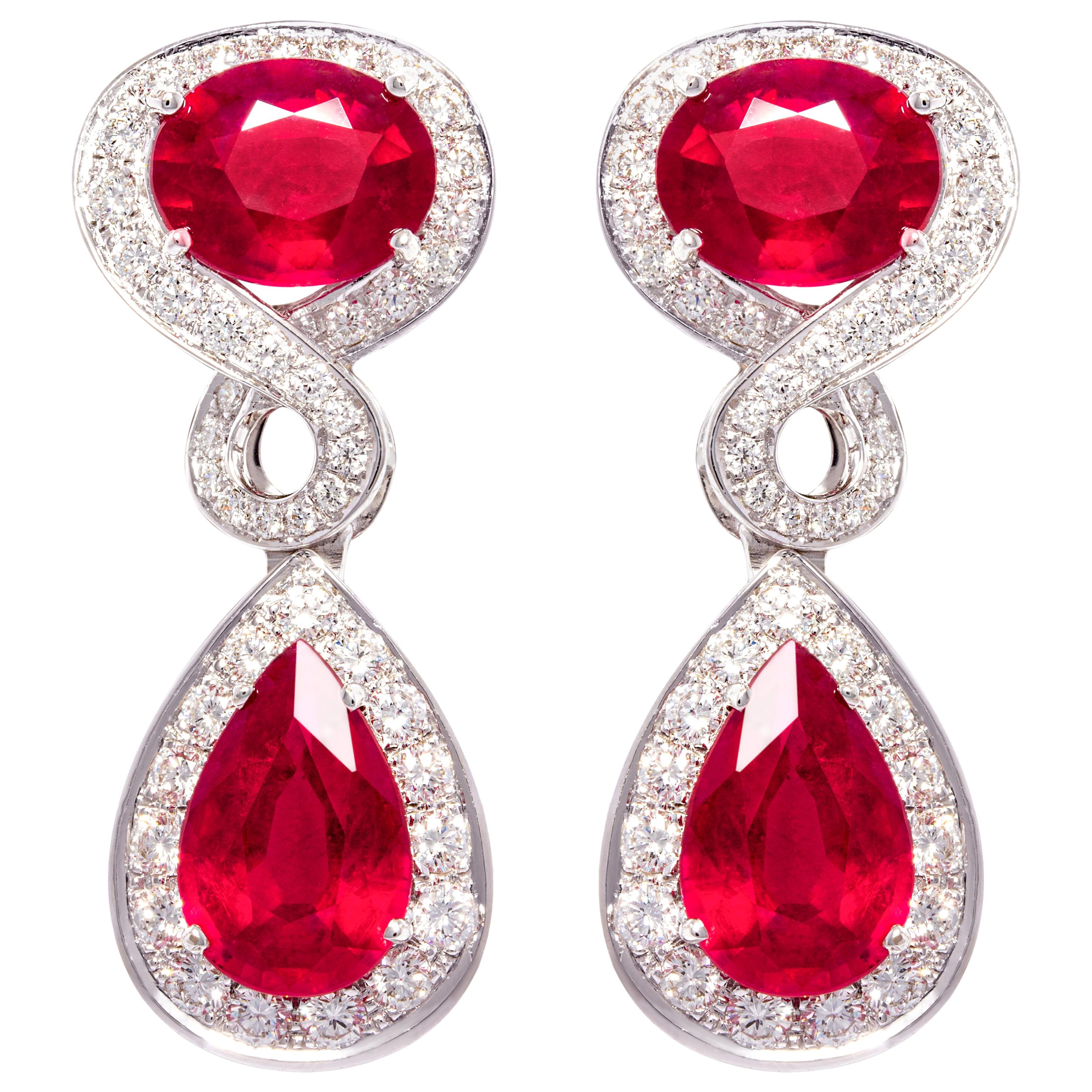 Pendientes de gota de rubí y diamante diseñados por Ella Gafter