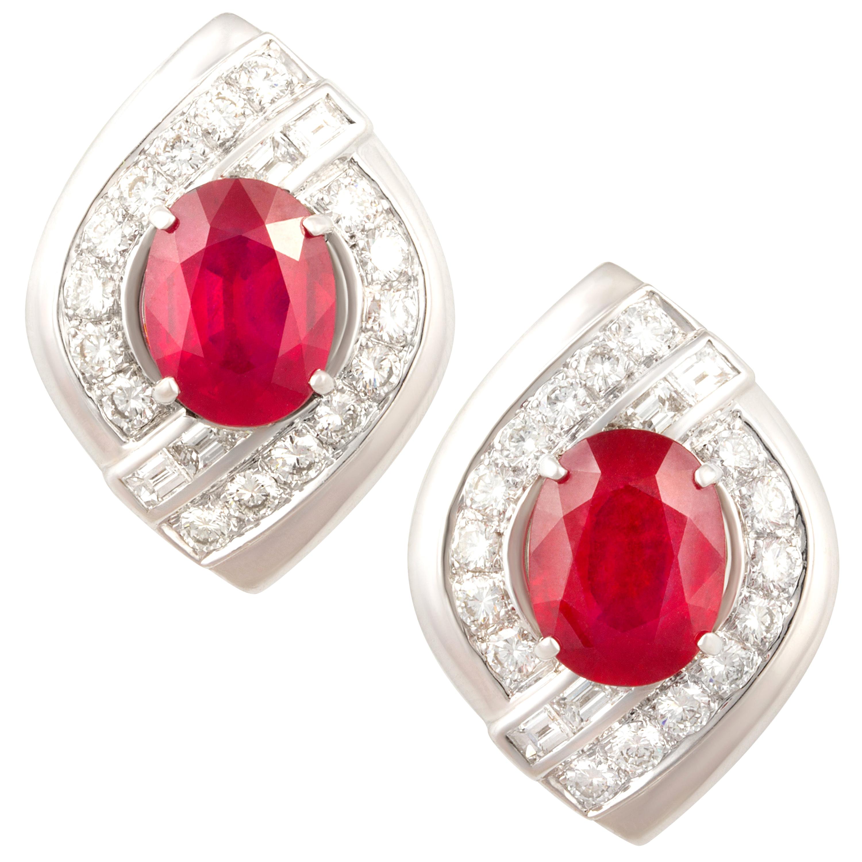 Boucles d'oreilles à clip en rubis et diamants Design/One par Ella Gafter