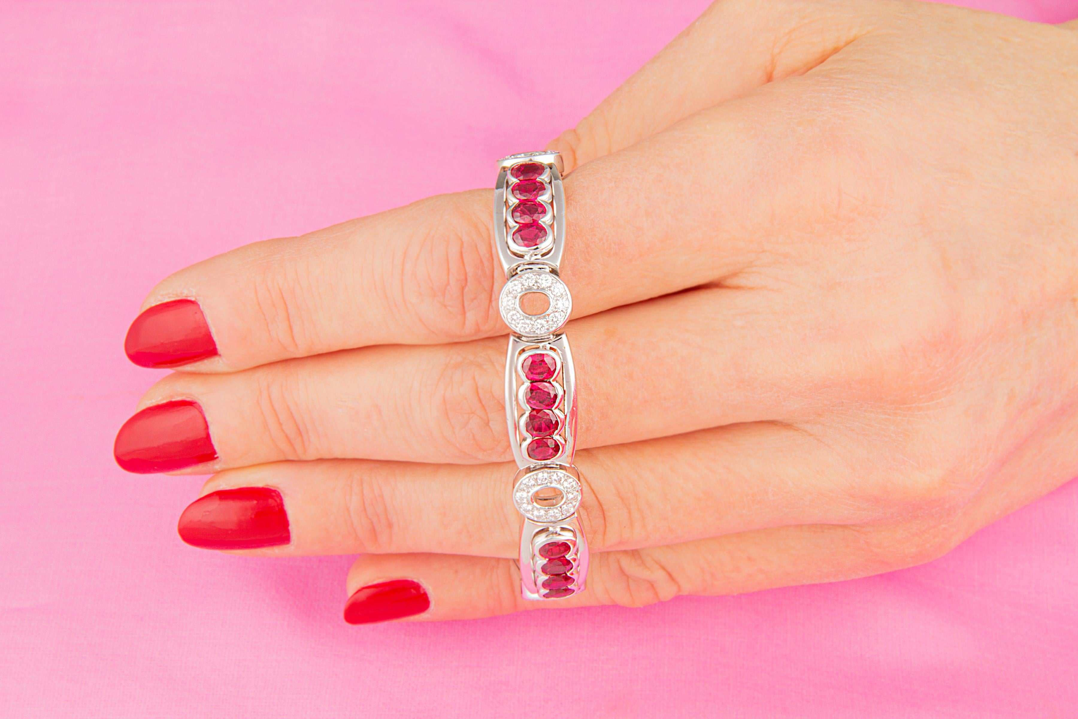 Ella Gafter Ruby Diamond Flexible Bracelet For Sale 1