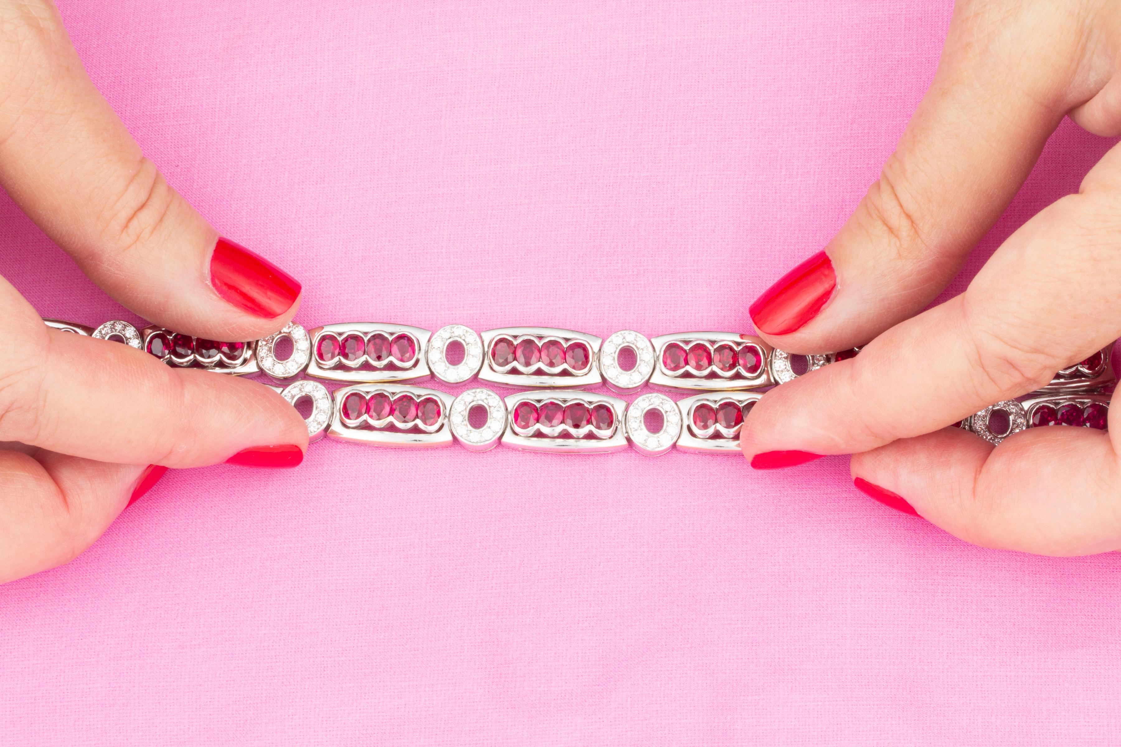 Ella Gafter Ruby Diamond Flexible Bracelet For Sale 2