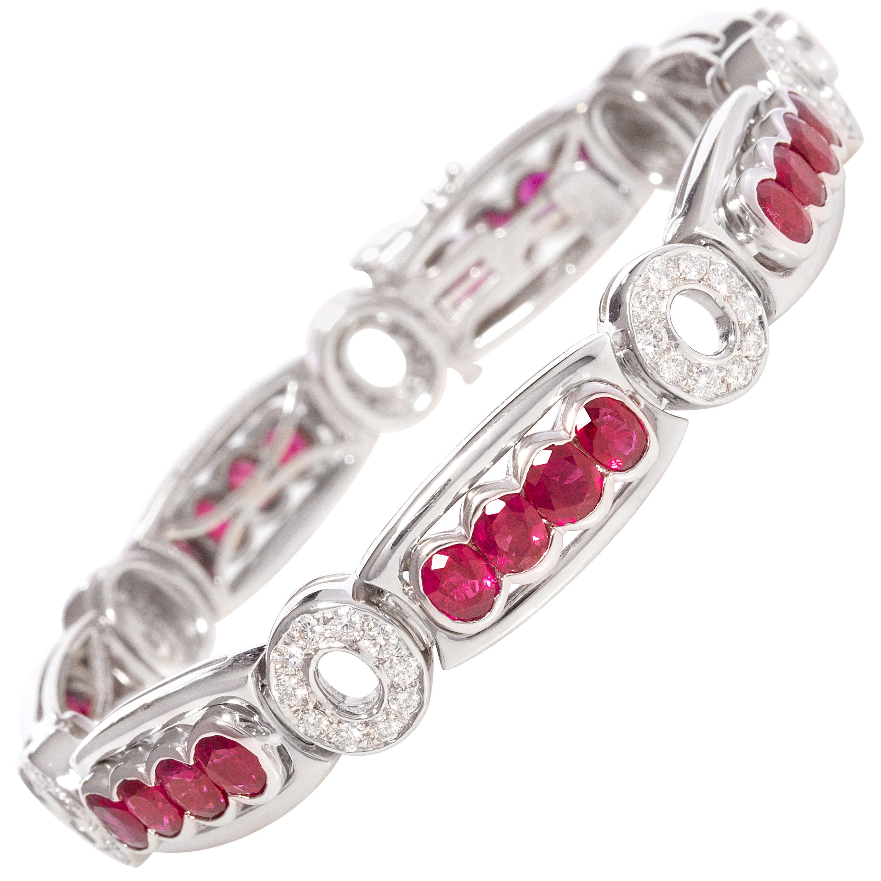 Bracelet de tennis en rubis et diamants Design/One par Ella Gafter