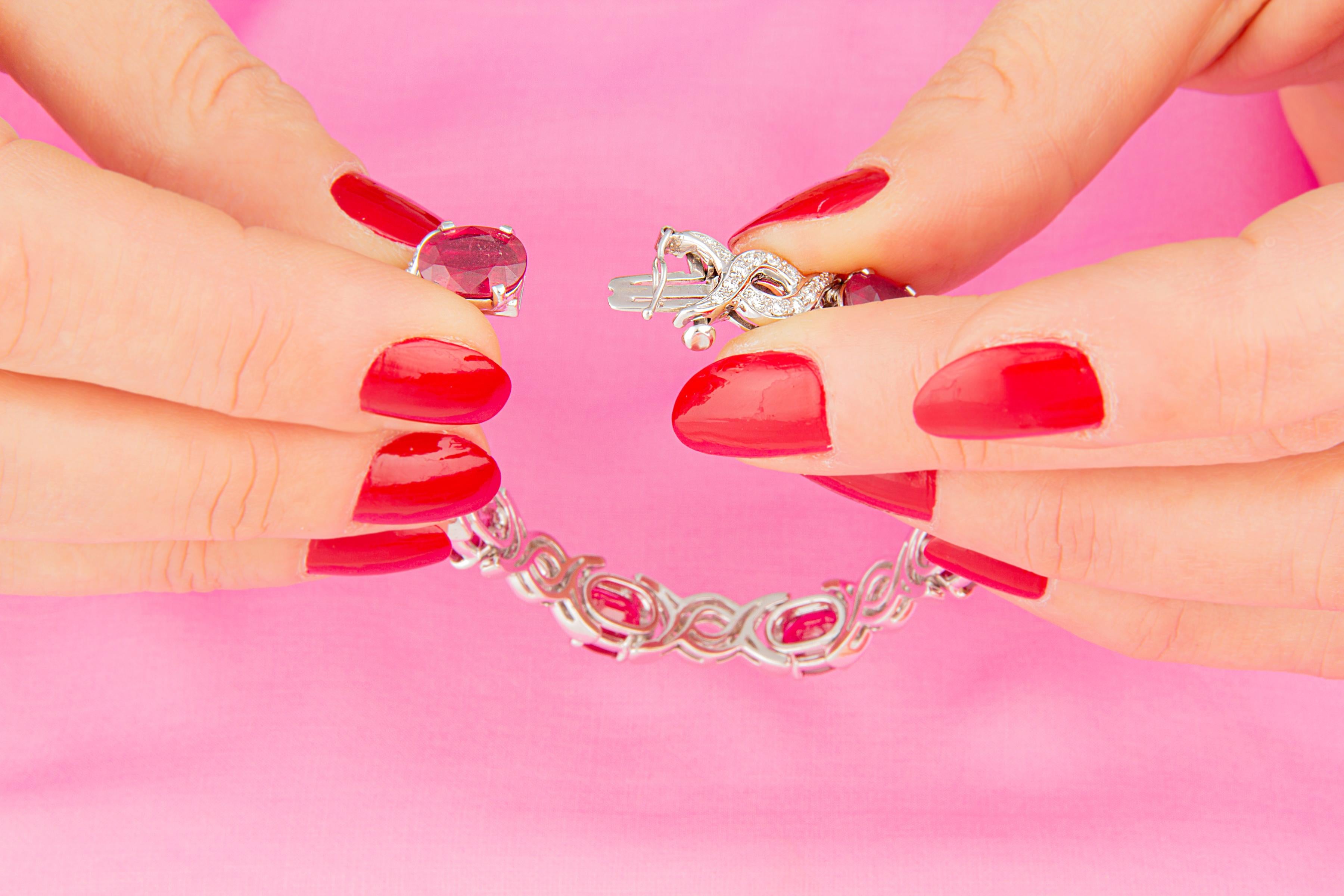 Ella Gafter Ruby and Diamond Link Bracelet For Sale 3