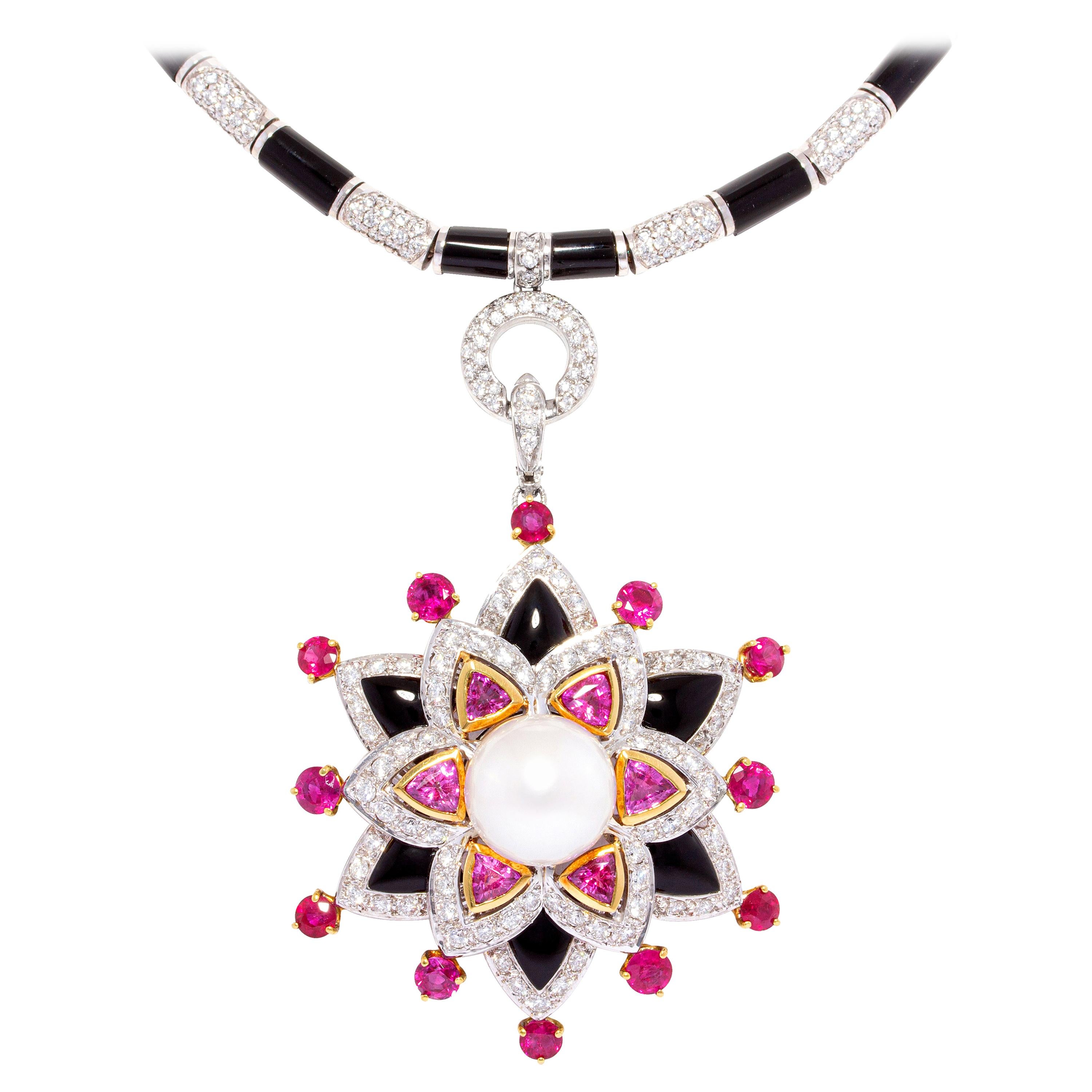 Ella Gafter Ruby Diamond Star Necklace  For Sale
