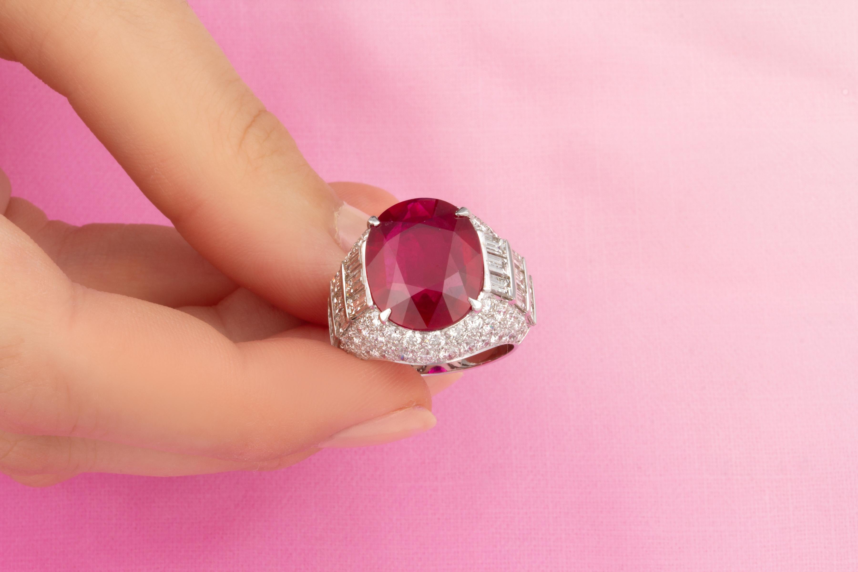 Artist Ella Gafter 9.08 Carat Ruby Diamond Ring For Sale