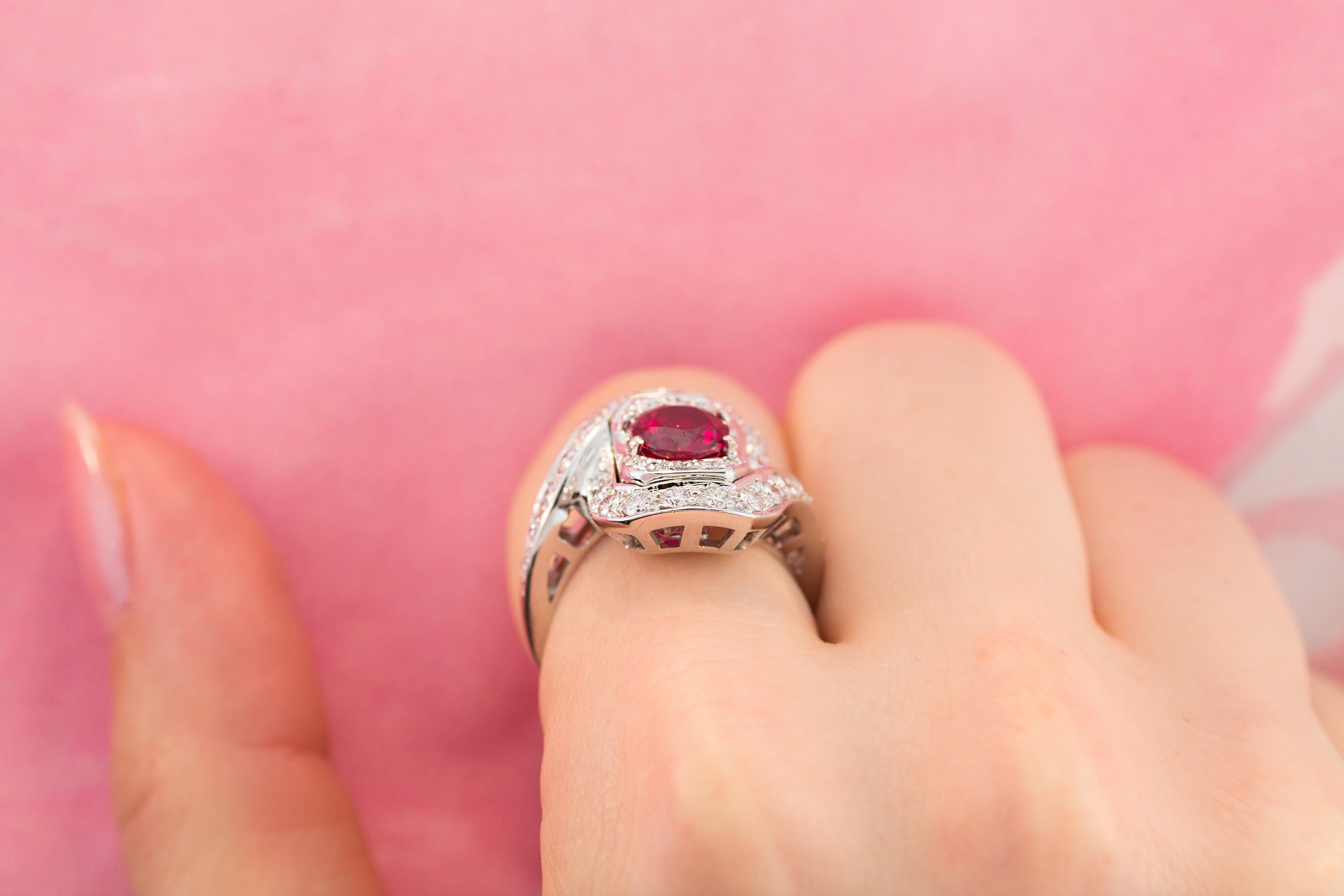 Women's Ella Gafter Ruby and Diamond Ring For Sale