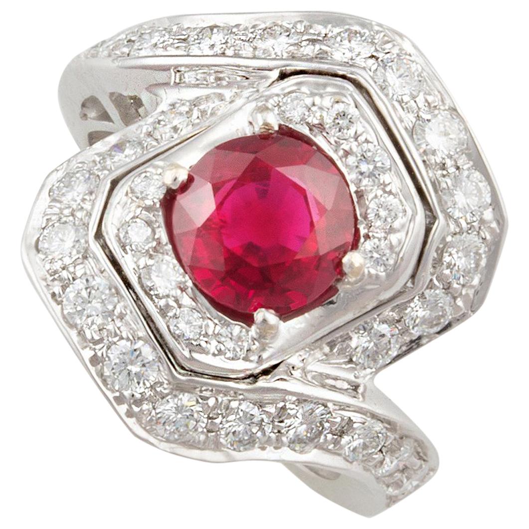 Ella Gafter Ruby and Diamond Ring For Sale