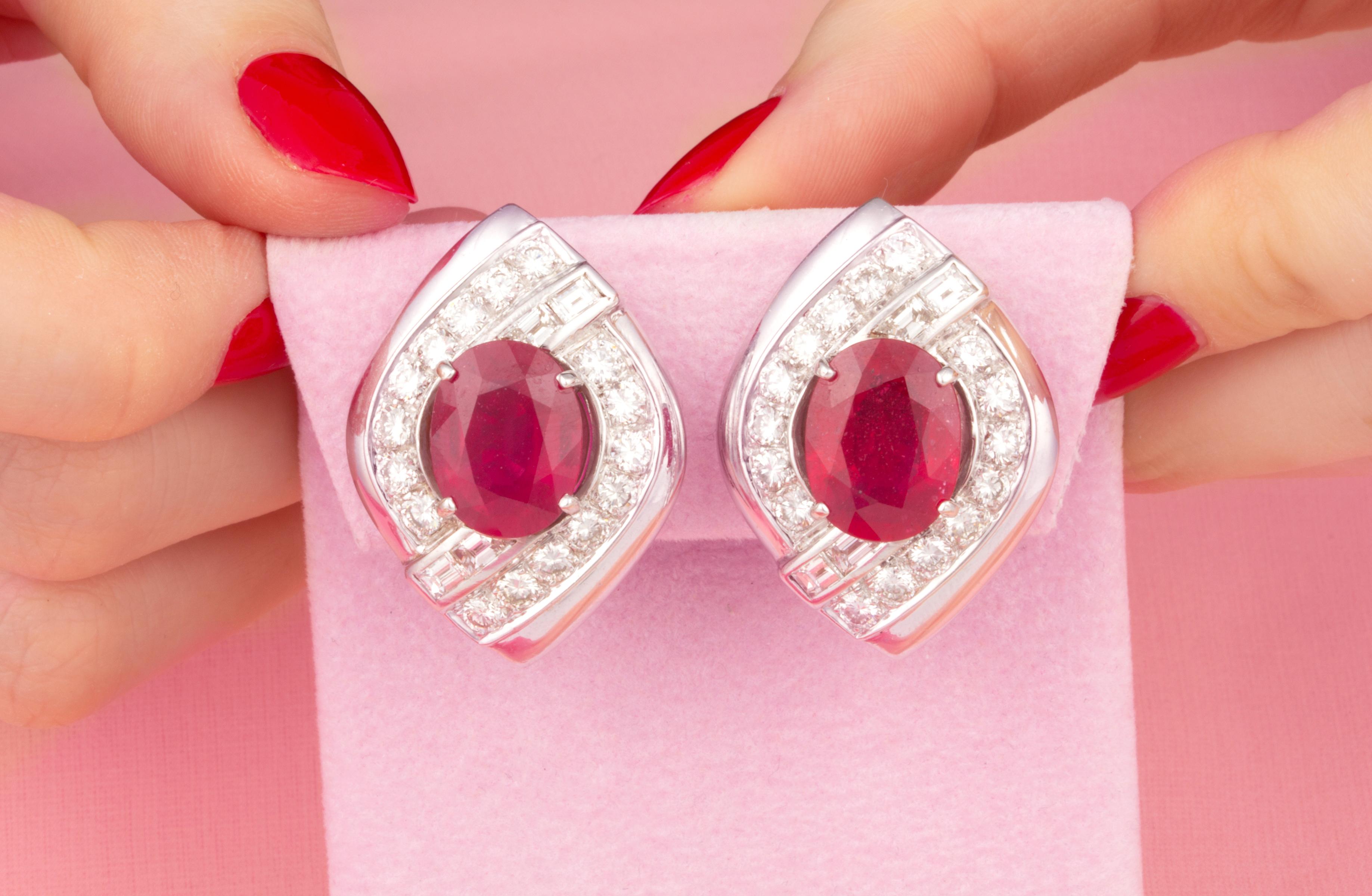 Artist Ella Gafter Ruby Diamond Clip On Earrings For Sale