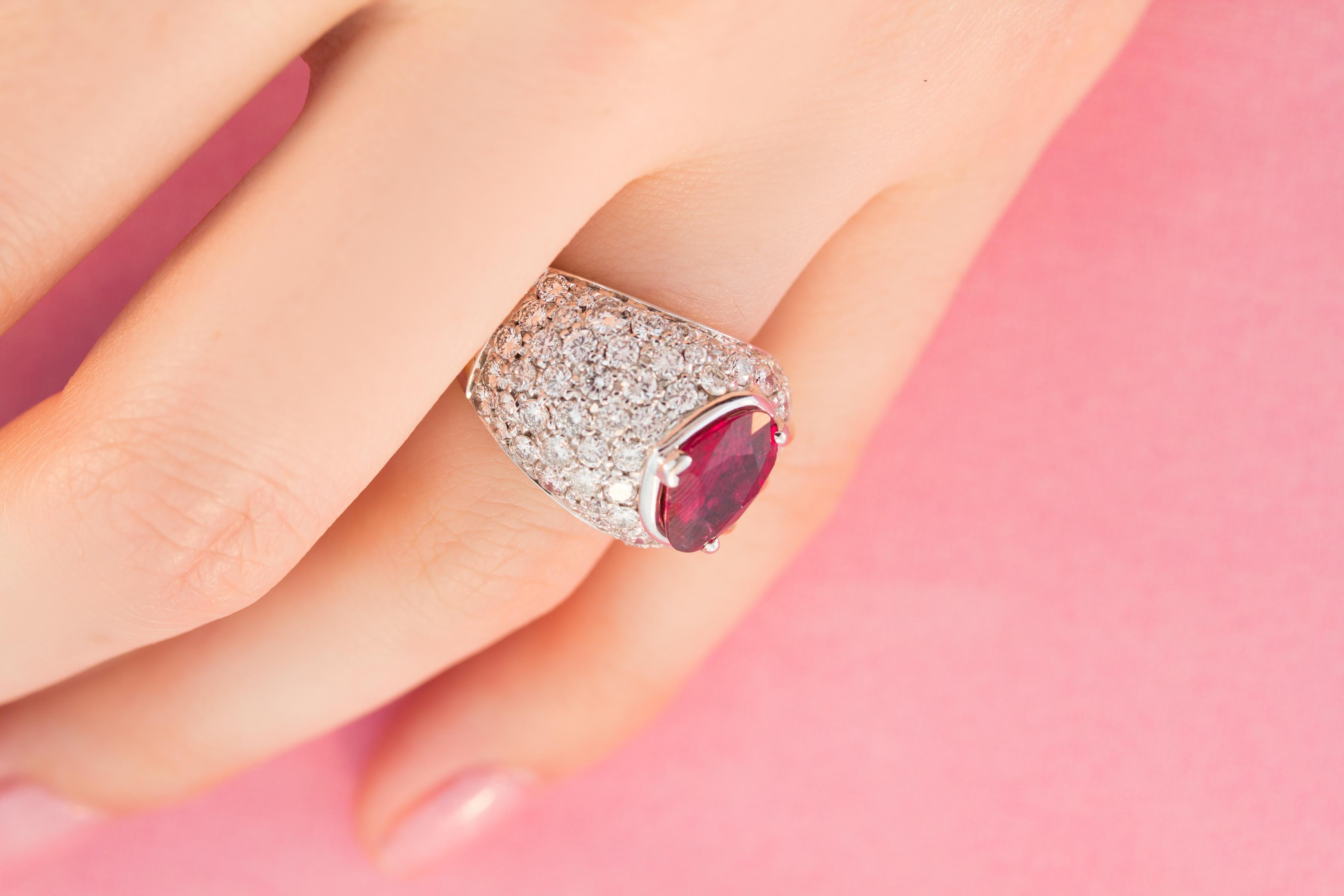 Artist Ella Gafter Ruby Diamond Cocktail Pinky Ring For Sale