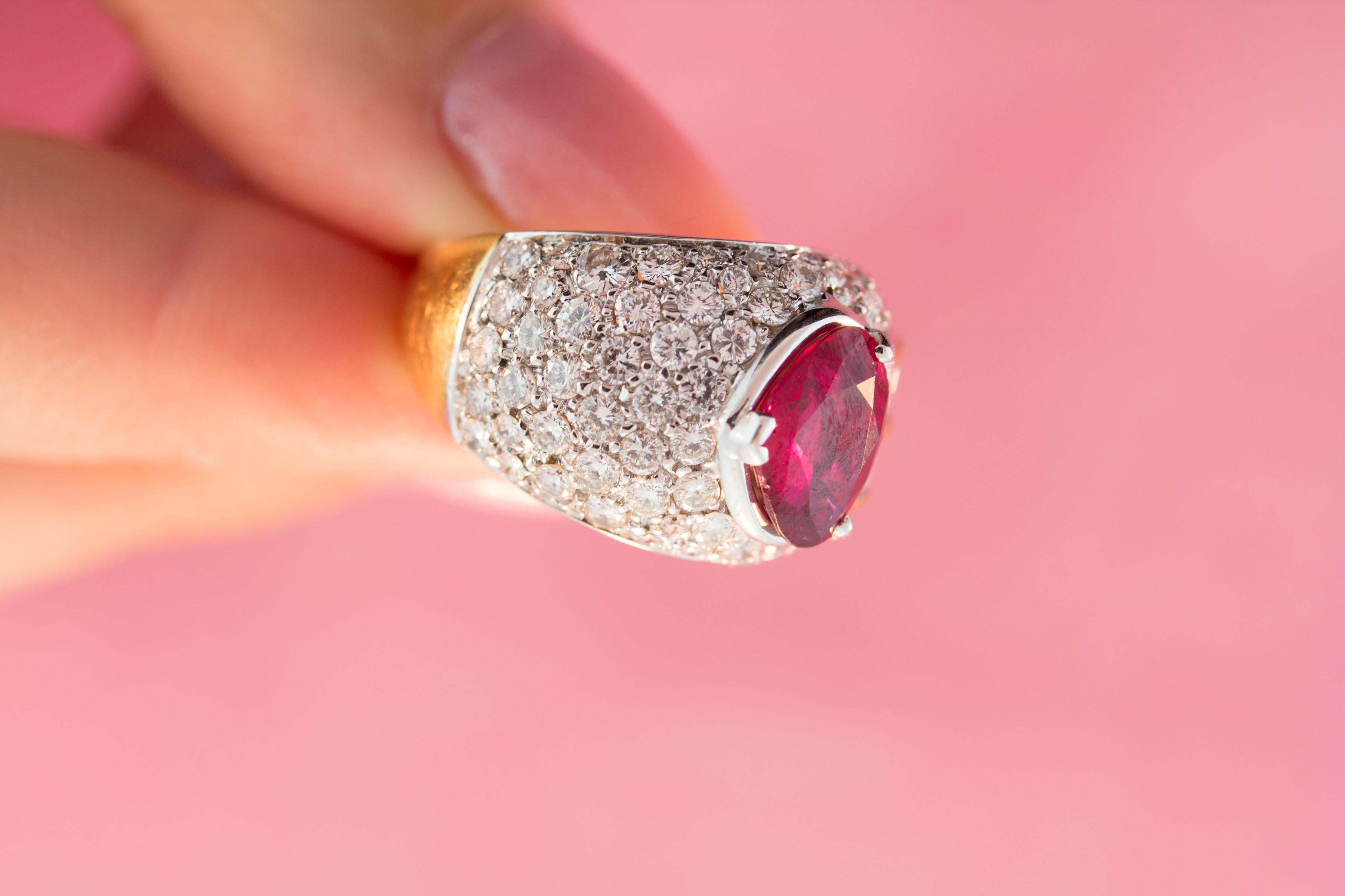 Ella Gafter Ruby Diamond Cocktail Pinky Ring For Sale 2