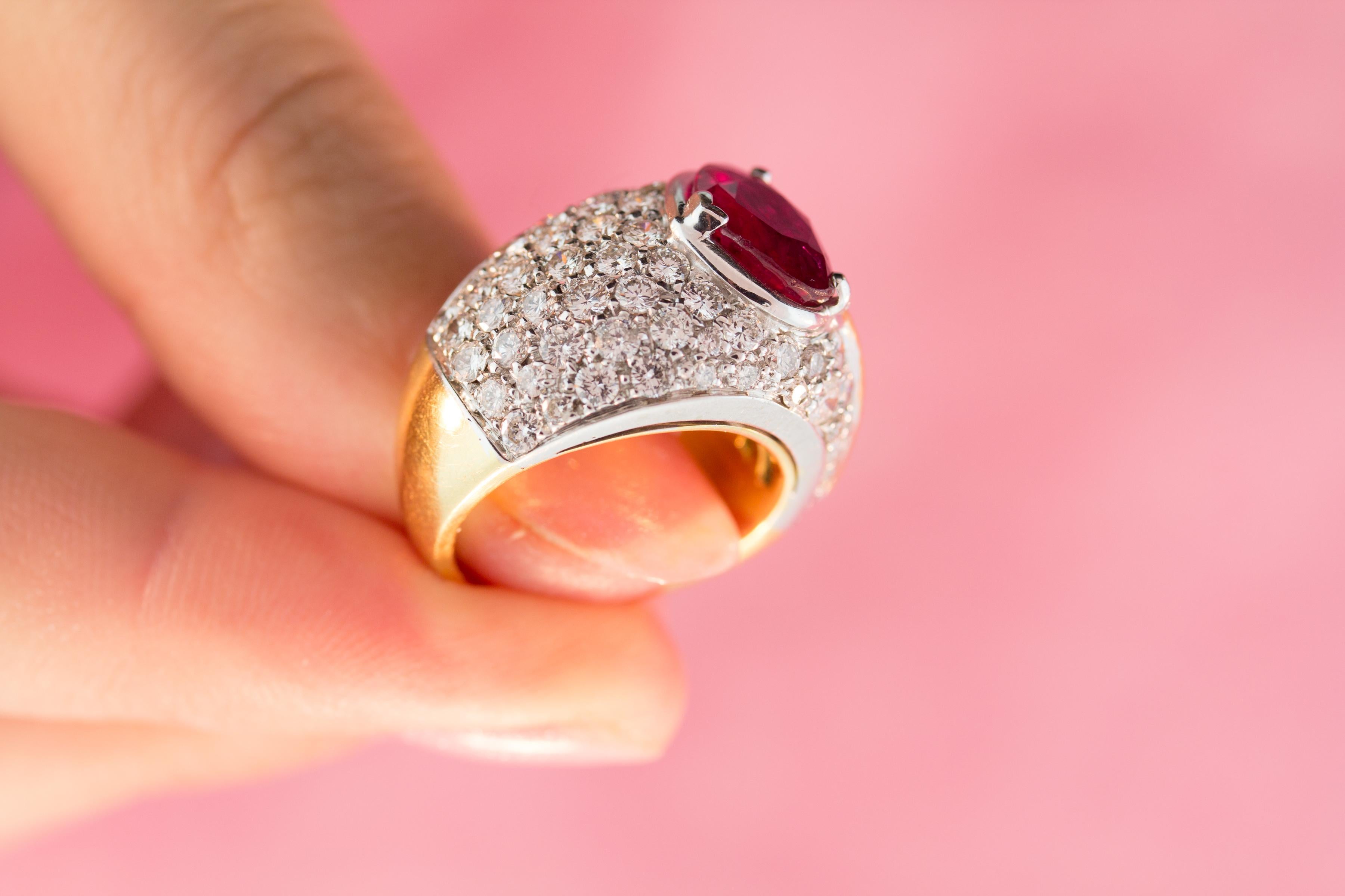 Ella Gafter Ruby Diamond Cocktail Pinky Ring For Sale 3
