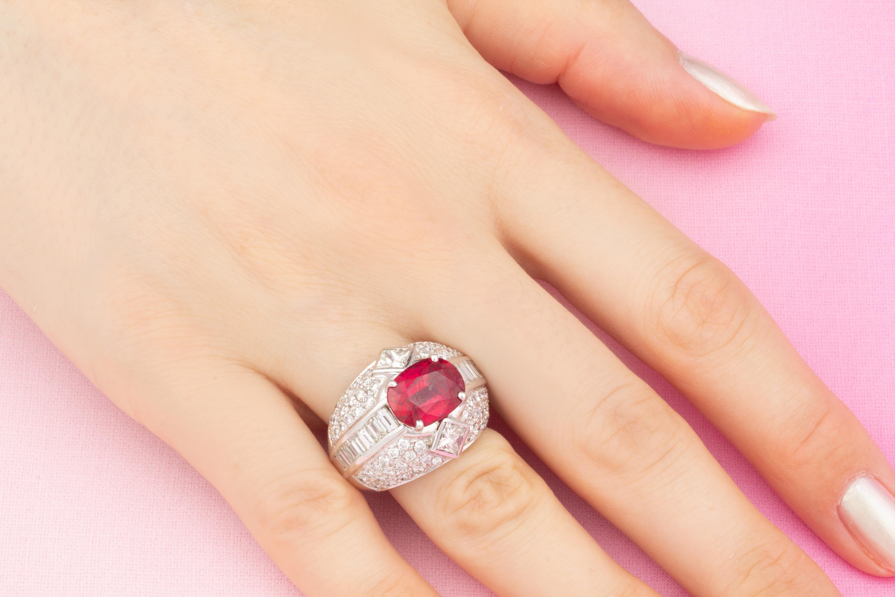 Oval Cut Ella Gafter Ruby Diamond Cocktail Ring For Sale