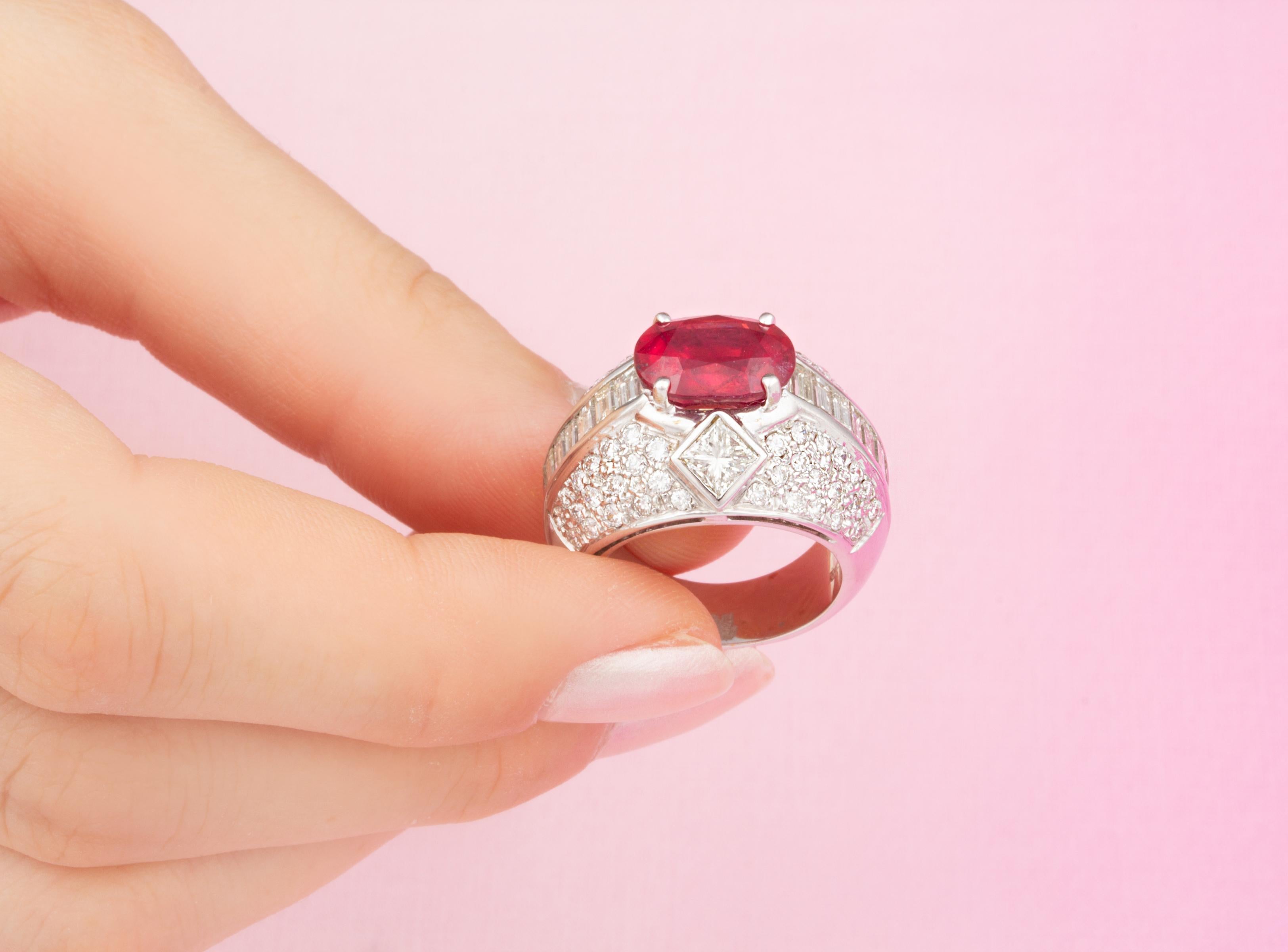 Women's Ella Gafter Ruby Diamond Cocktail Ring For Sale