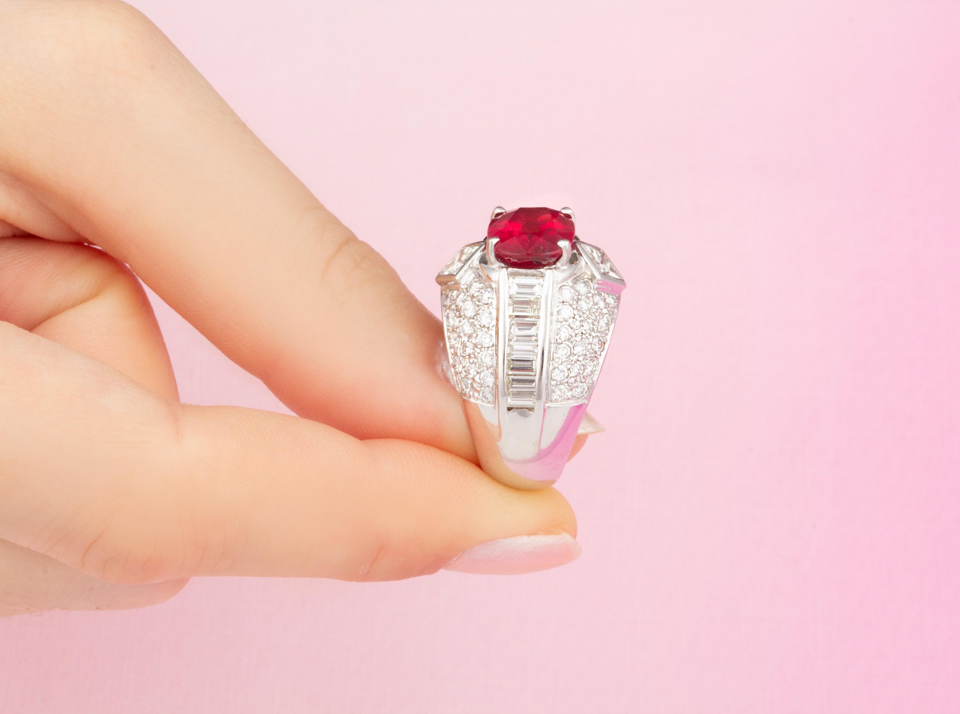 Ella Gafter Ruby Diamond Cocktail Ring For Sale 1