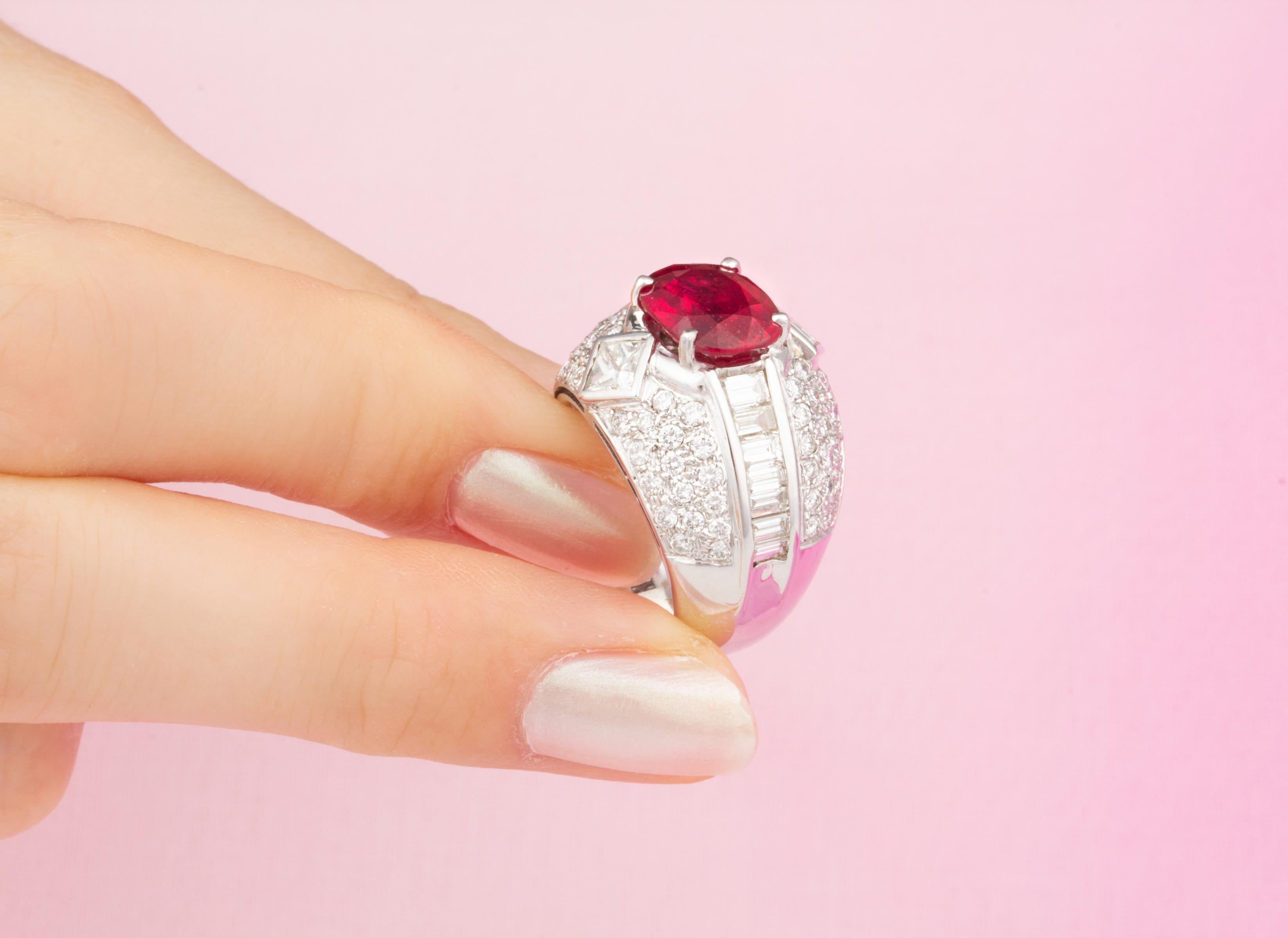 Ella Gafter Ruby Diamond Cocktail Ring For Sale 2