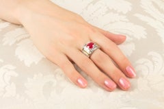Ruby and Diamond Cocktail Ring White Yellow Gold Design by Ella Gafter