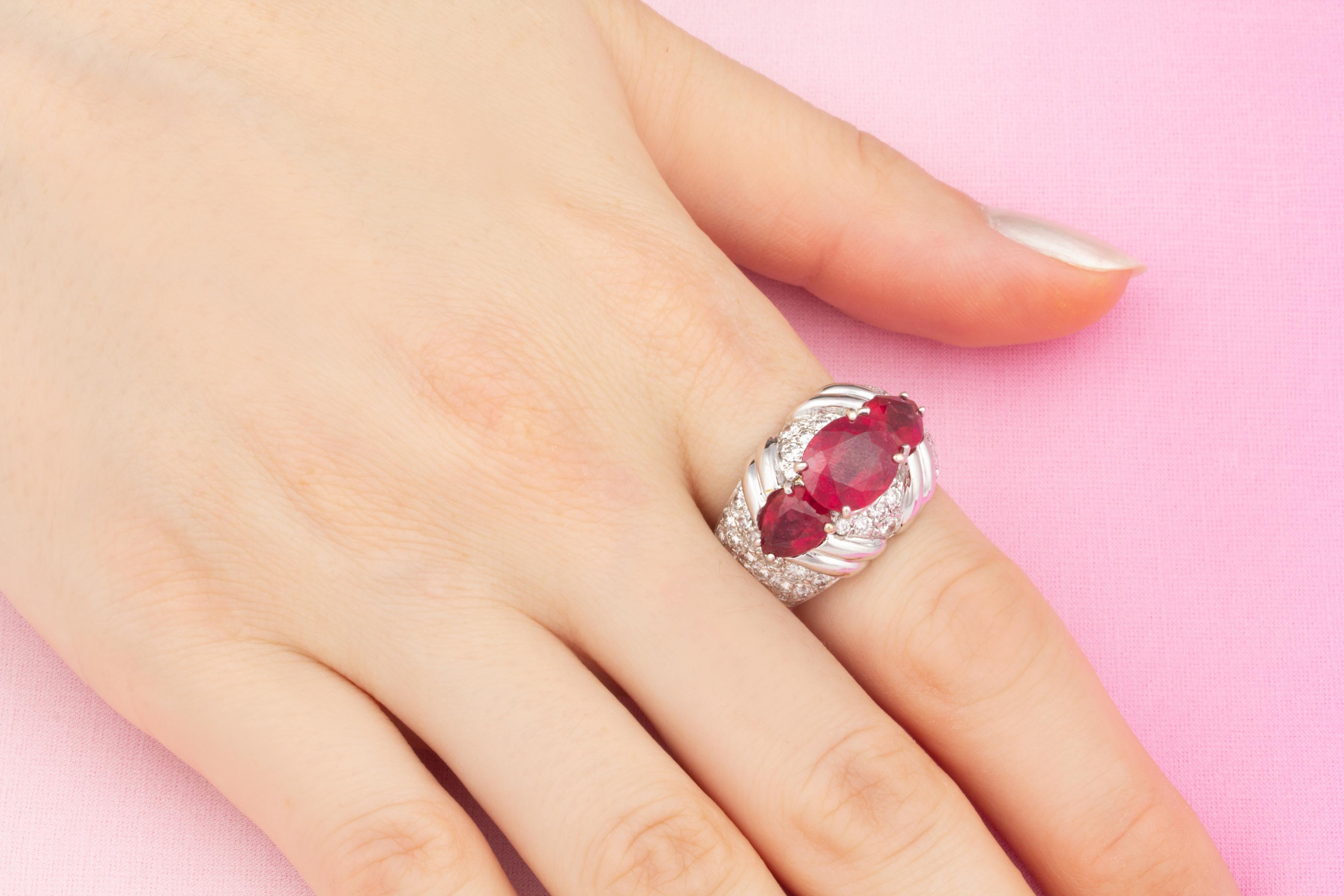 Oval Cut Ella Gafter Ruby Diamond Cocktail Ring For Sale