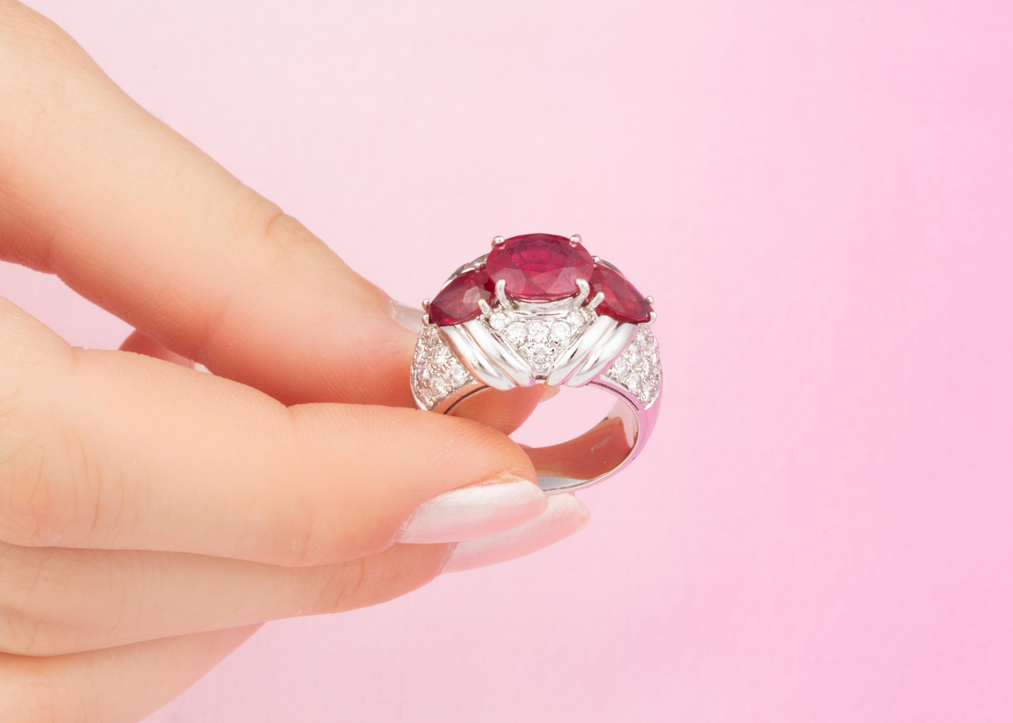 Women's or Men's Ella Gafter Ruby Diamond Cocktail Ring For Sale
