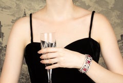 Ruby and Diamond Cuff Bracelet Art Déco Design by Ella Gafter