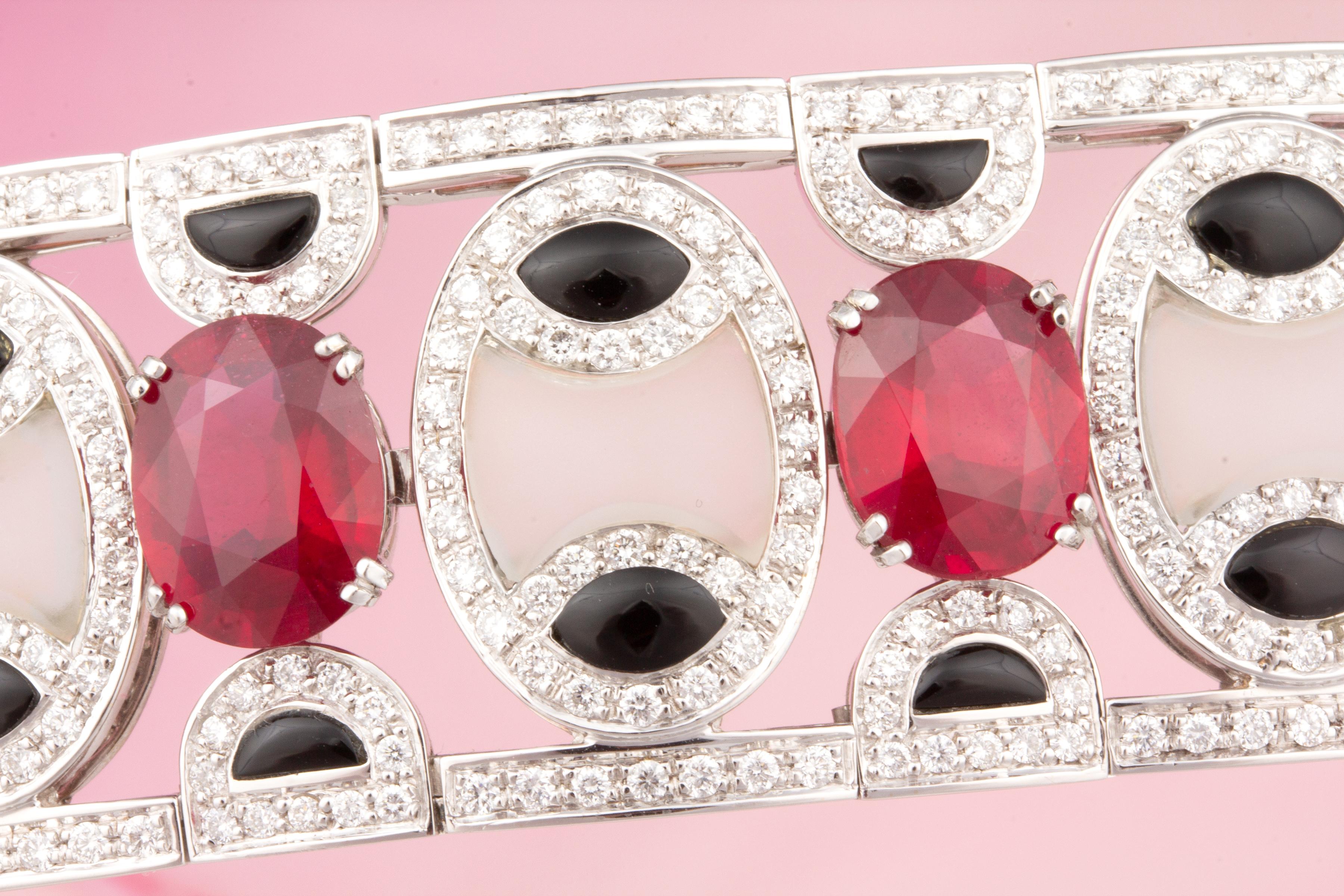 Ella Gafter Art Déco style Ruby Diamond Cuff Bracelet For Sale 1