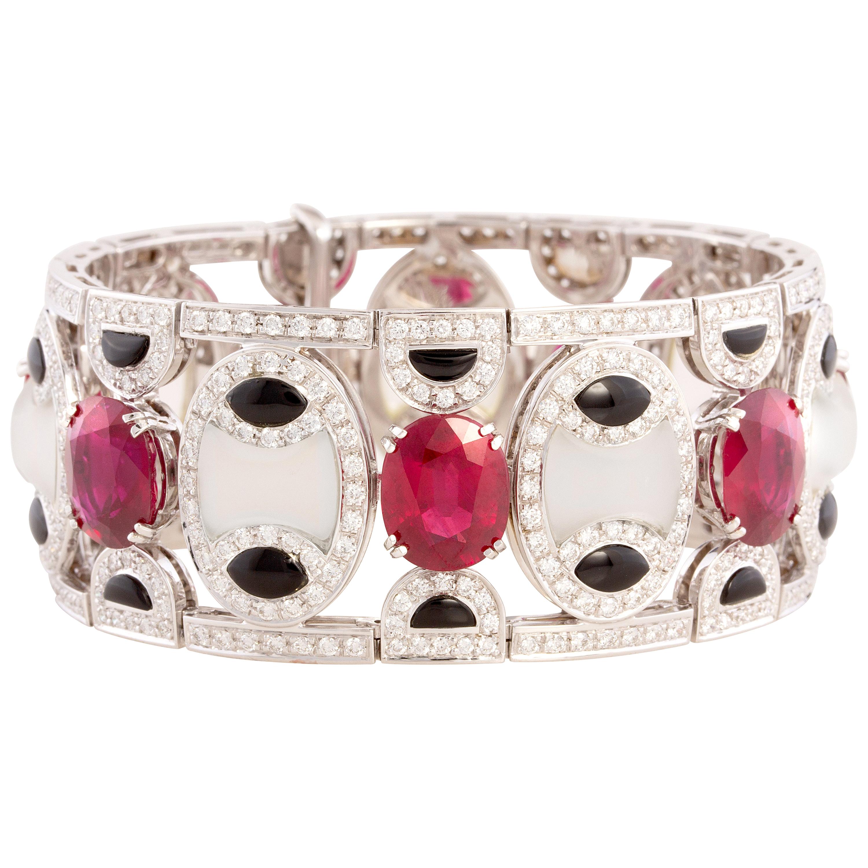 Ella Gafter Art Déco style Ruby Diamond Cuff Bracelet