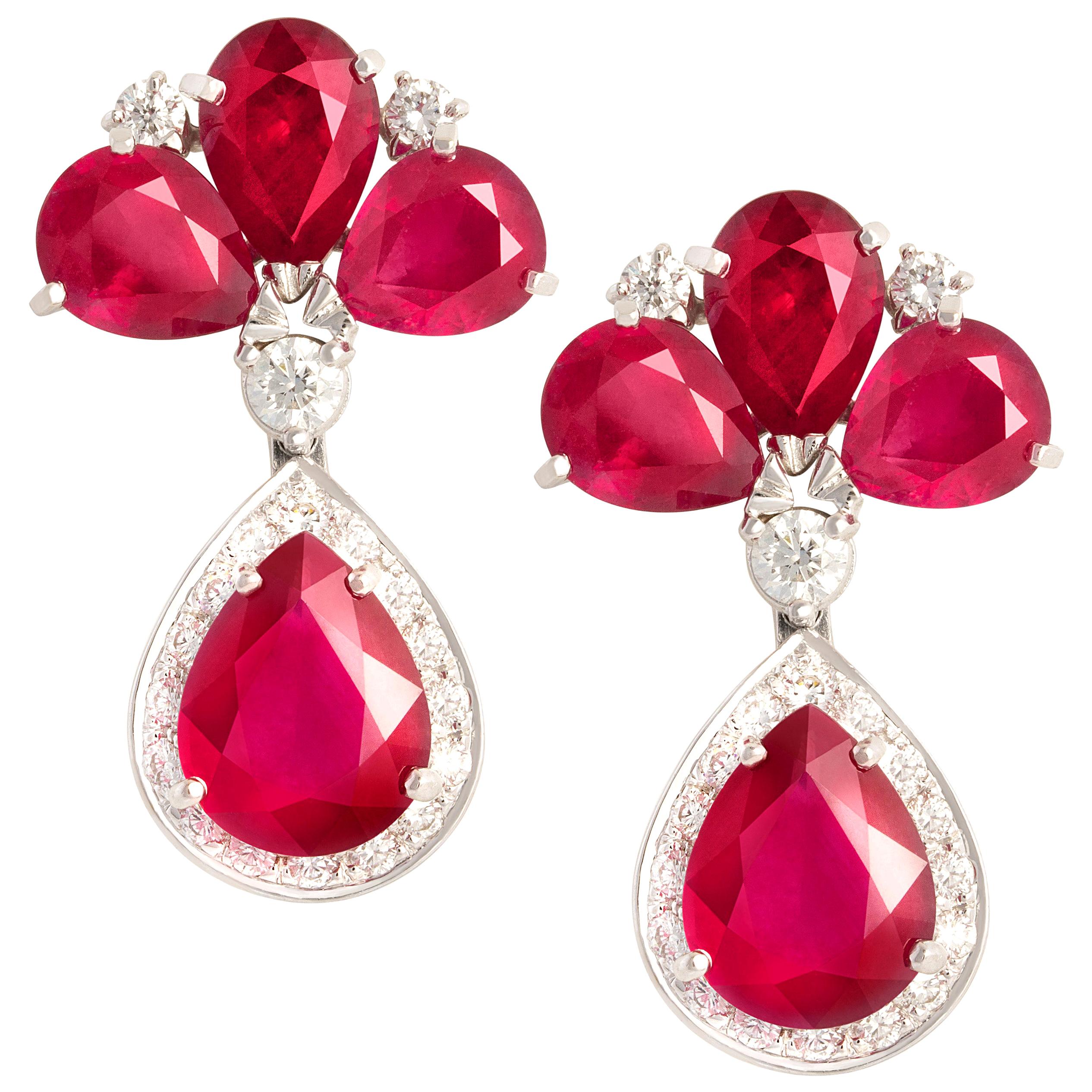 Ella Gafter Ruby Diamond Drop Earrings For Sale