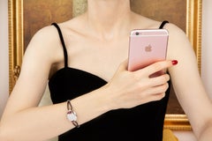 Ruby and Diamond Bracelet Leather Strap Design by Ella Gafter