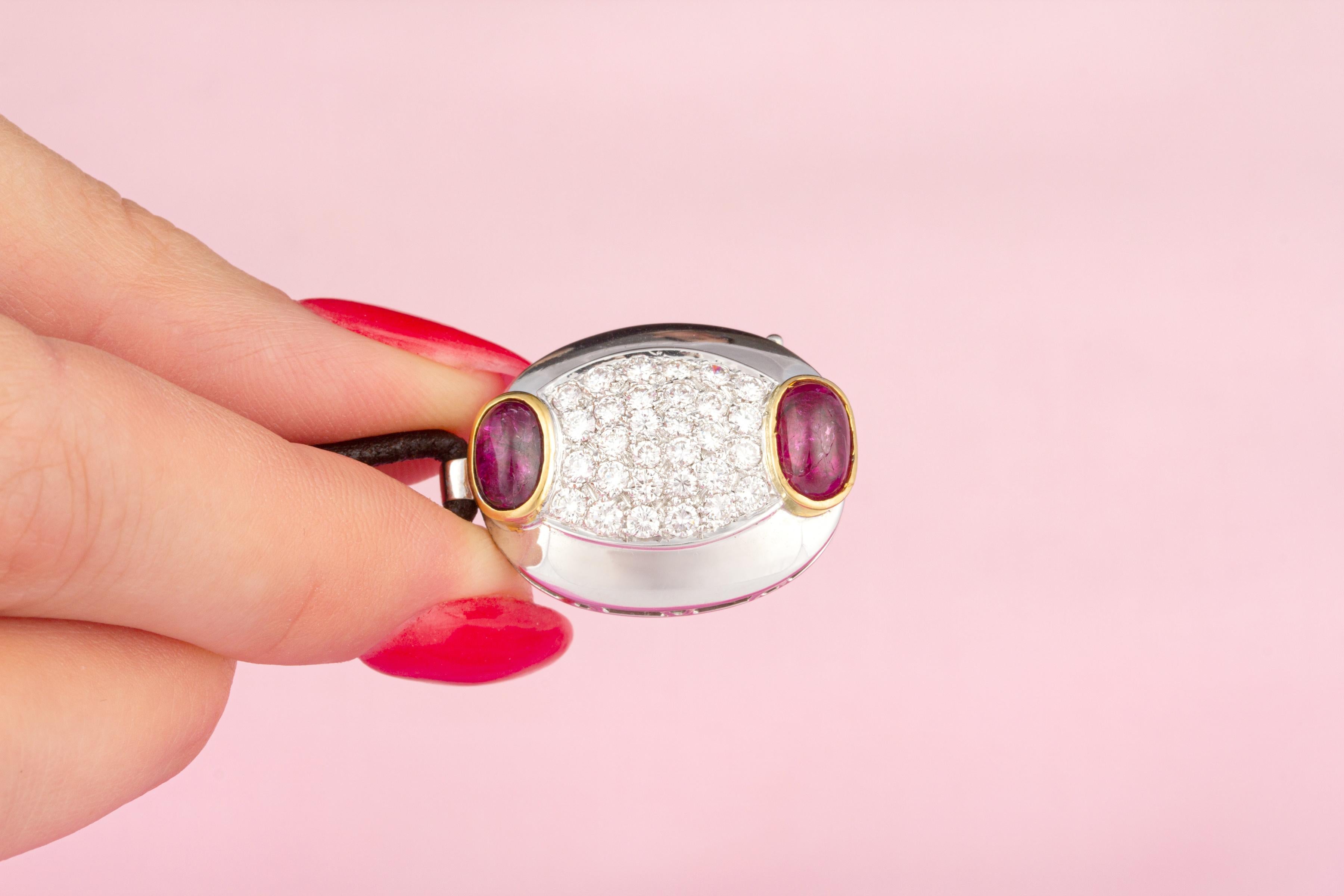 Ella Gafter Bracelet en cuir avec rubis et diamants Neuf - En vente à New York, NY