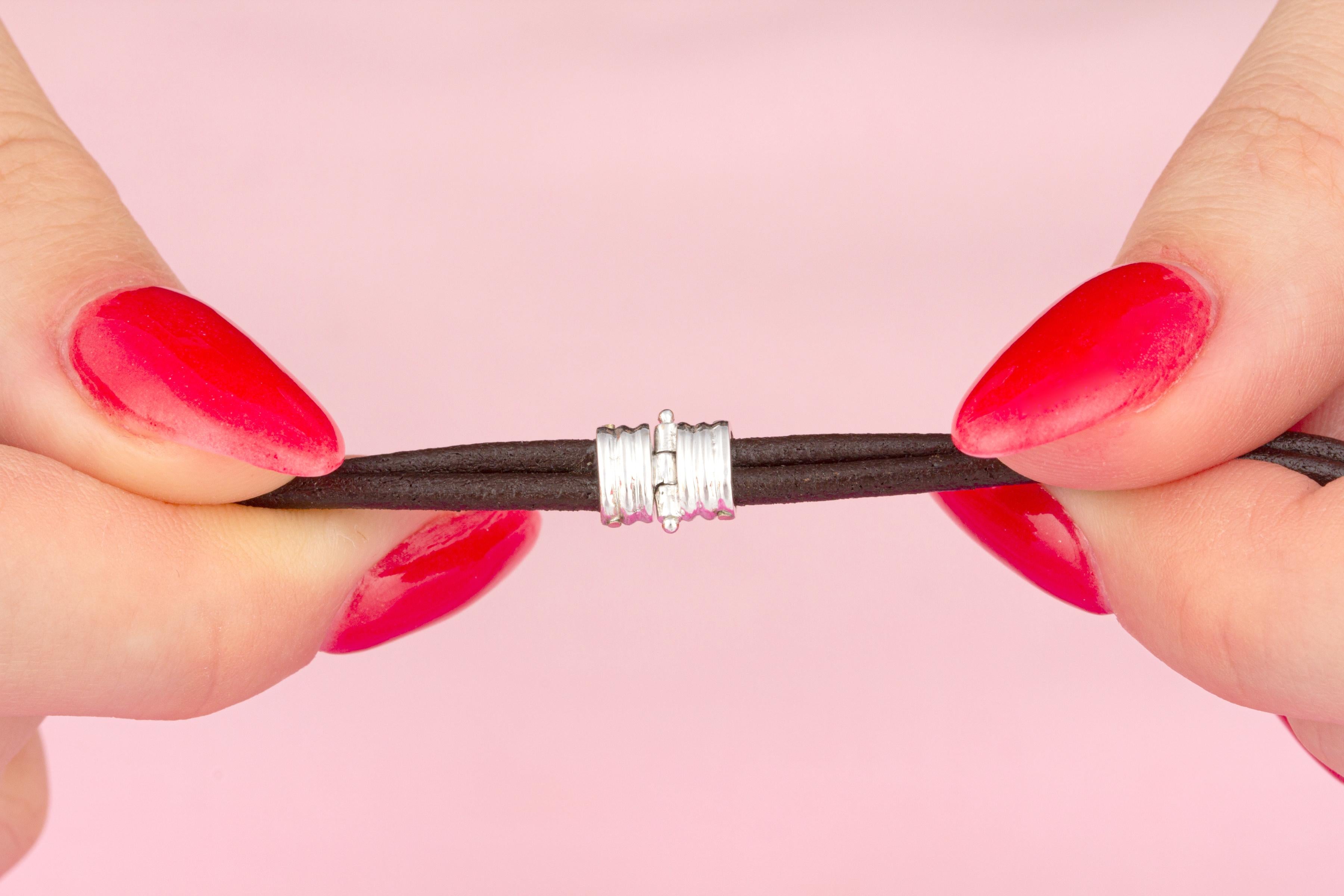 Ella Gafter Ruby Diamond Leather Bracelet For Sale 1
