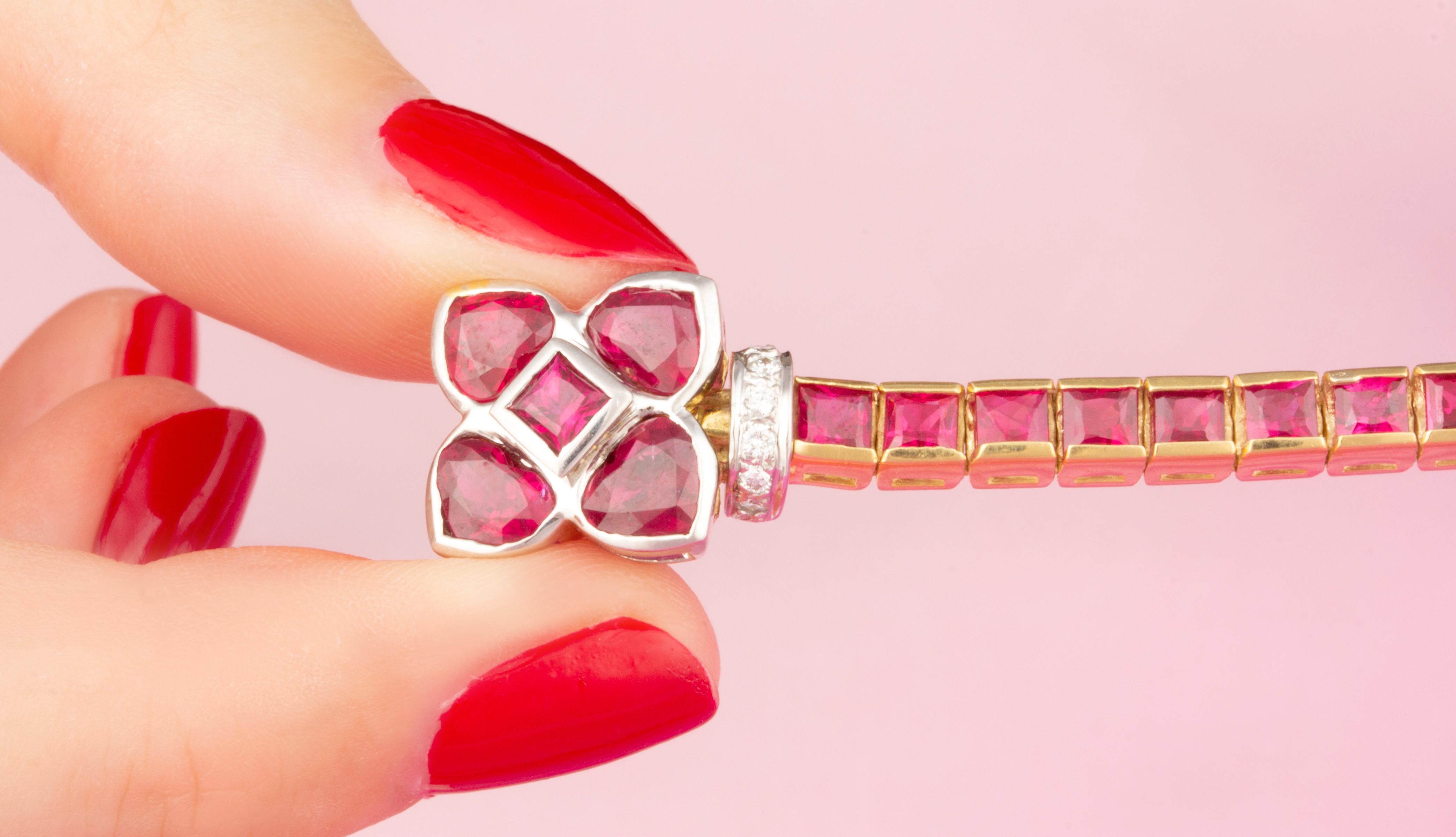 Ella Gafter Ruby Diamond Line Color Bracelet For Sale 2