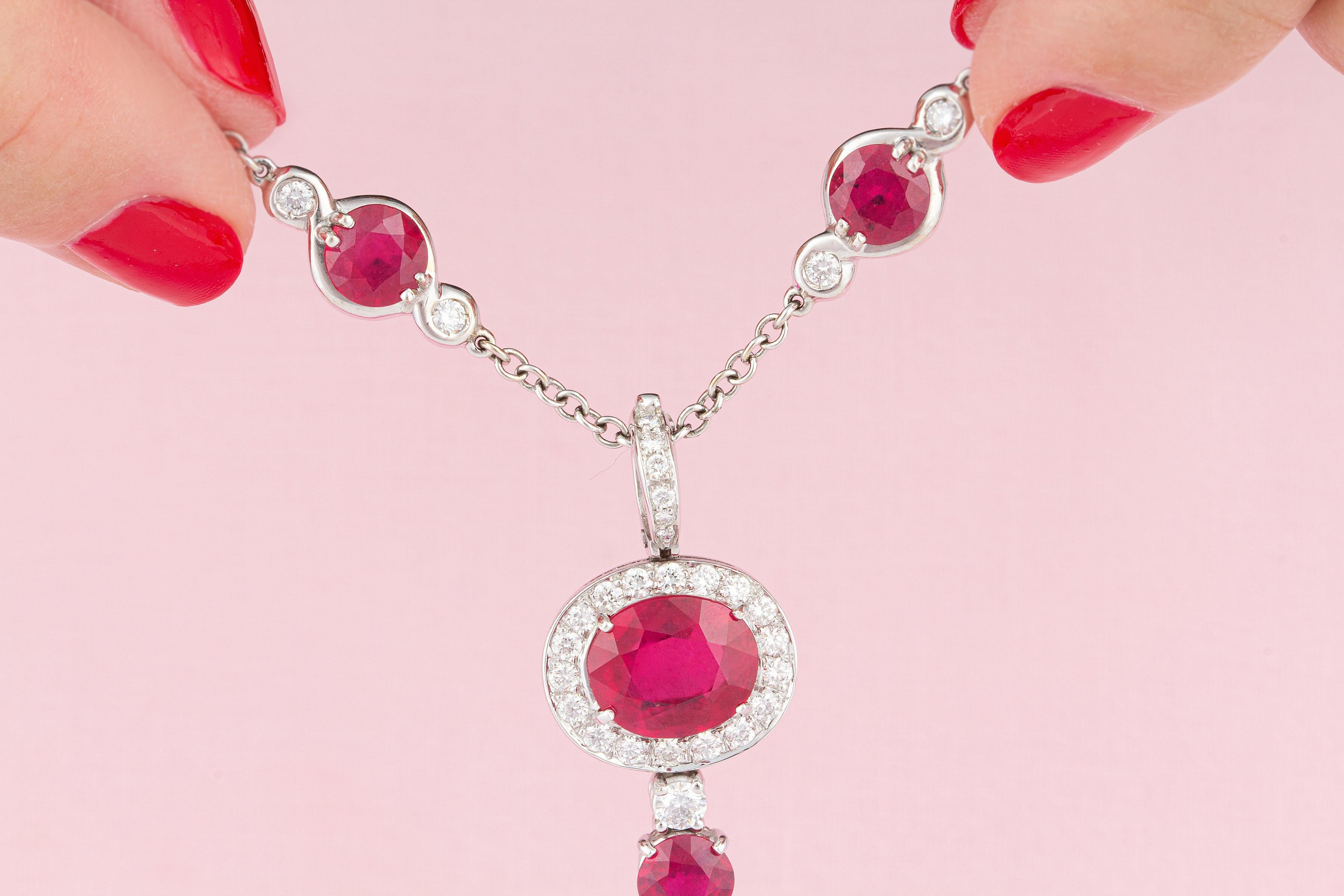 Ella Gafter Collier diamant rubis Boucles d'oreilles Neuf - En vente à New York, NY