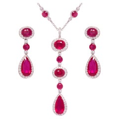 Ella Gafter Ruby Diamond Necklace Earrings Set