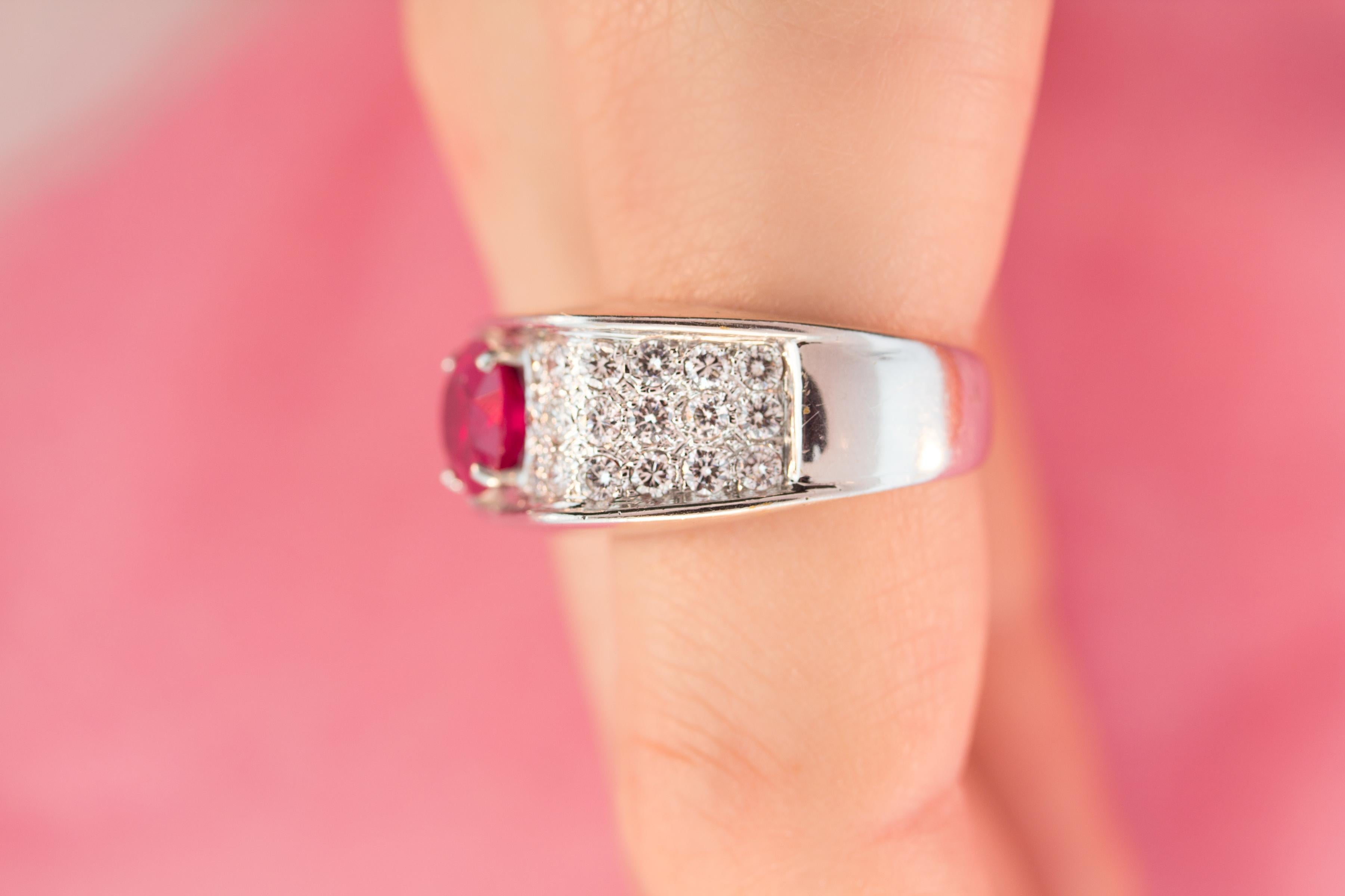 Ella Gafter Ruby Diamond Unisex Ring In New Condition For Sale In New York, NY