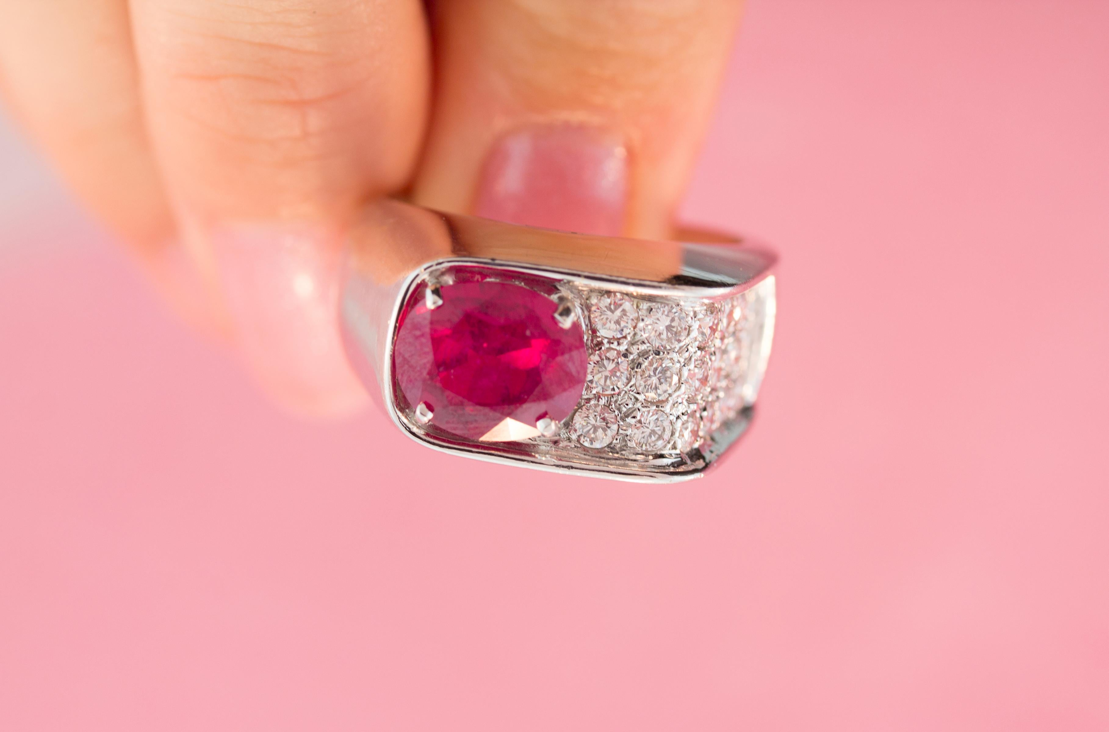 Ella Gafter Ruby Diamond Unisex Ring For Sale 2