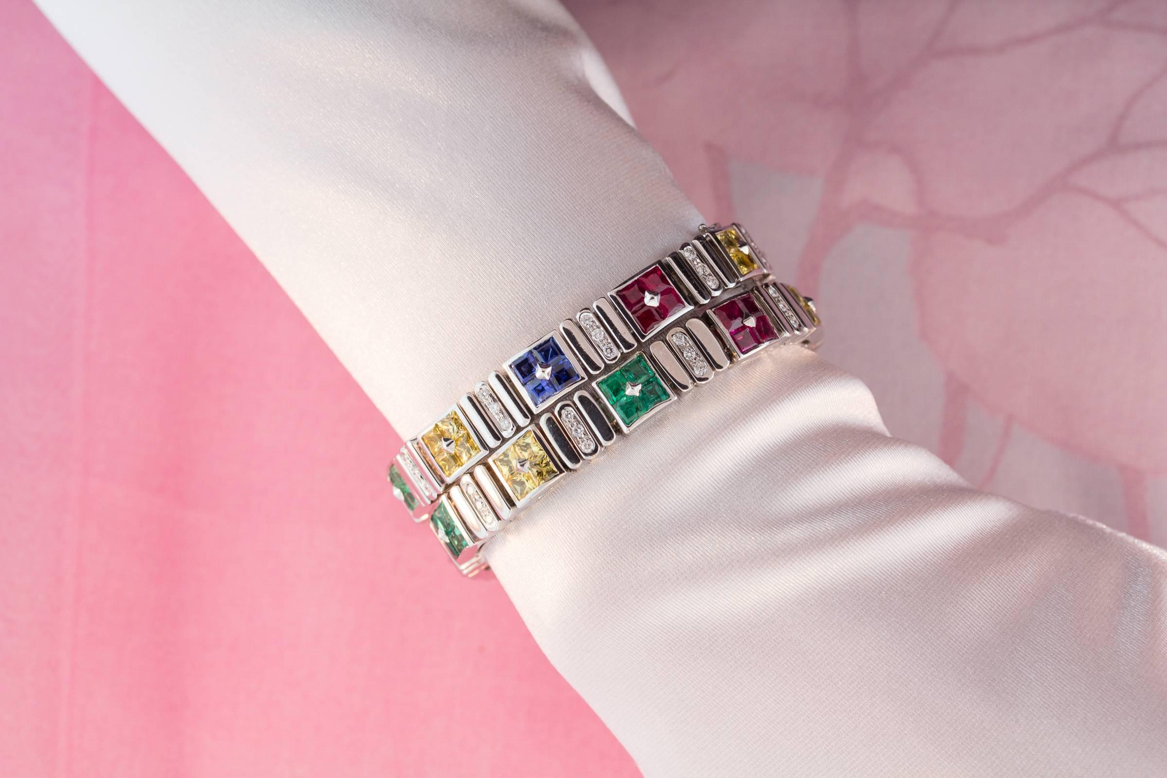 Ella Gafter Ruby Emerald Blue Sapphire Diamond Bracelet 3