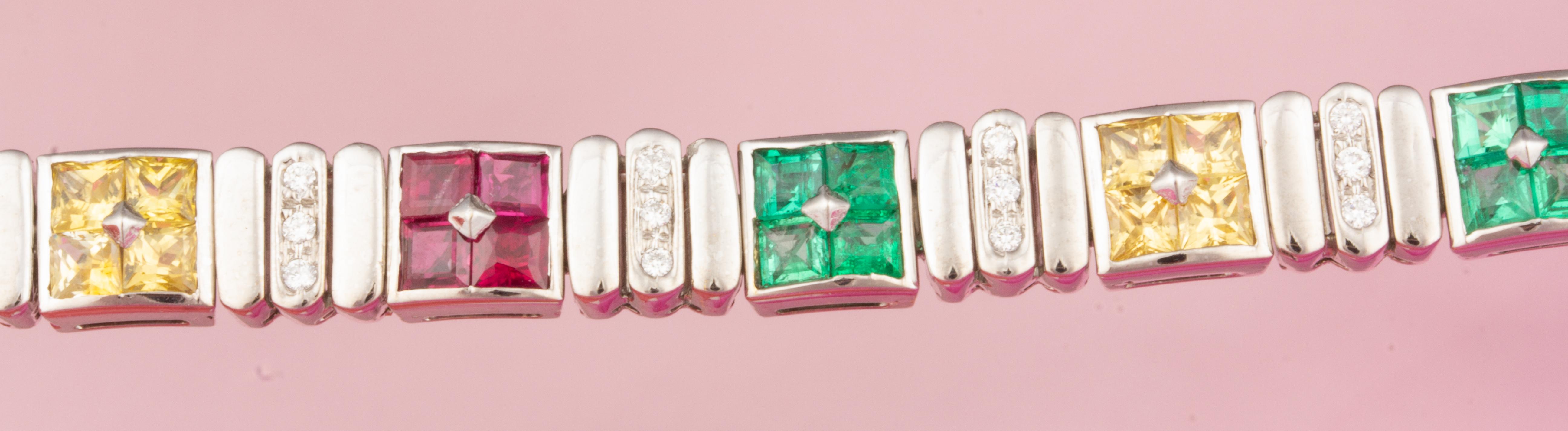 Women's Ella Gafter Ruby Emerald Sapphire Diamond Bracelet