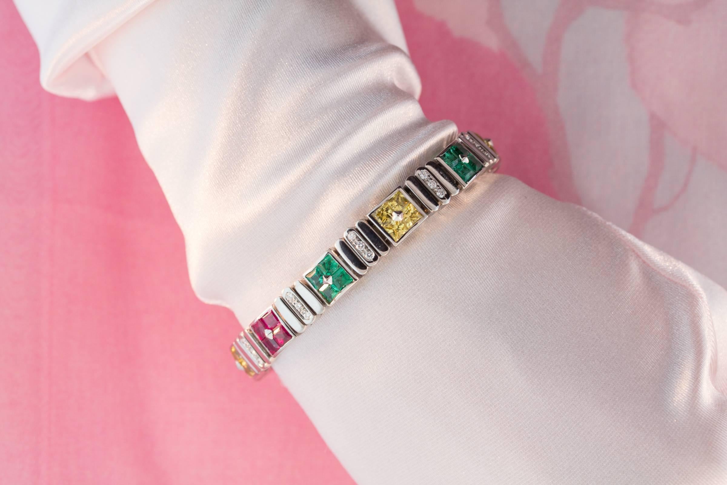 Ella Gafter Ruby Emerald Sapphire Diamond Bracelet 2